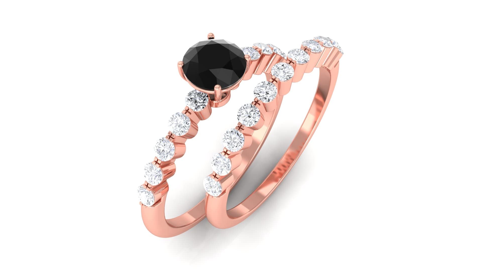 1.25 CT Black Spinel & Diamond Wedding Ring Set | 14K Solid Gold Engagement & Bridal Ring | Elegant Black Spinel Jewelry for Women | Perfect for Proposals, Anniversaries & Special Occasions