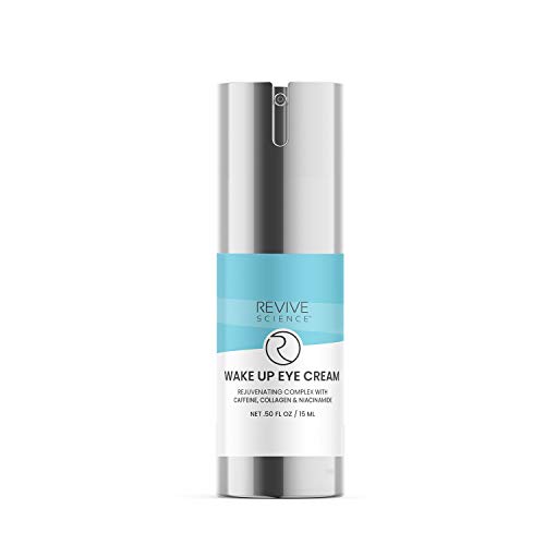 Revive Science Anti-Aging Eye Cream - Dark Circle & Puffiness Treatment with Collagen, Caffeine, Vitamin K & Niacinamide - Reduces Wrinkles, Fine Lines & Under Eye Bags - 0.50 oz Wake-Up Eye Serum - Perfect for Morning Skincare Routine & Nighttime Dark Circle Treatment