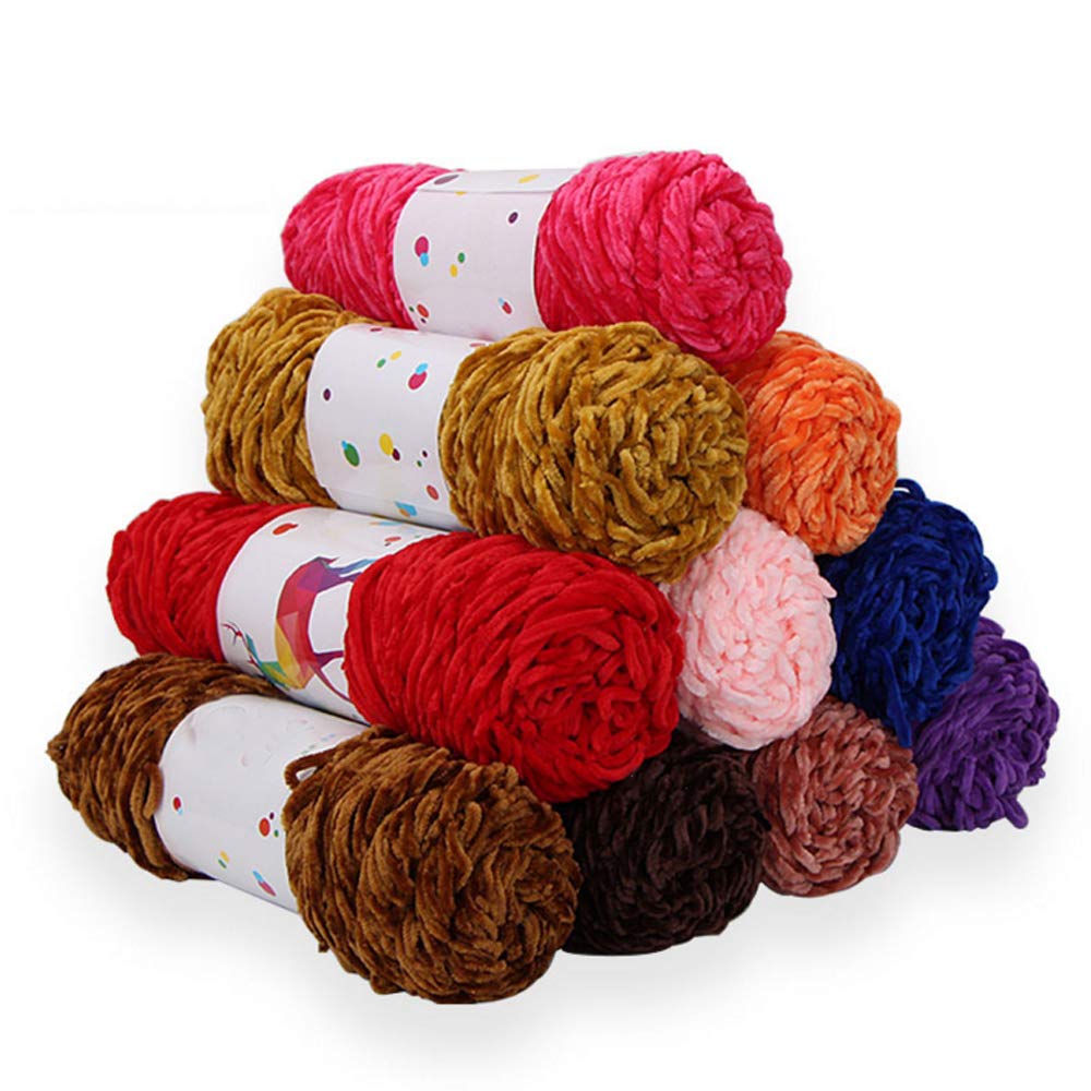 10pcs Soft Hook Line Knitting Yarn - Gold Velvet Fluffy Chenille Yarn, Super Bulky Thick Crochet Thread for Sweaters, Scarves, Blankets & DIY Crafts (Perfect for Winter Accessories & Home Decor Projects)