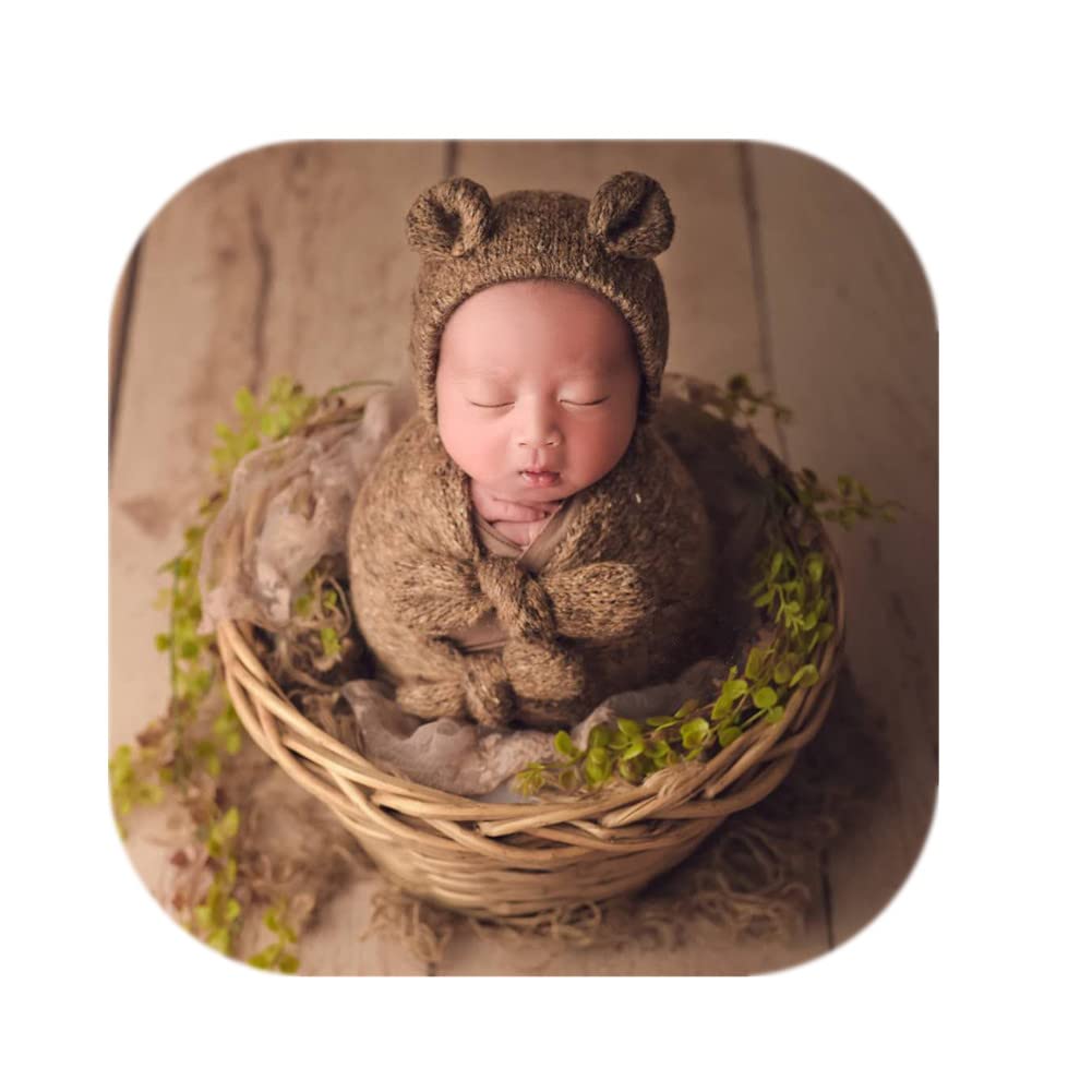 Vemonllas Newborn Baby Photography Props Set - 4PCS Bow Wrap, Posing Aid, Hat & Blanket for Boy & Girl | Perfect for Newborn Photo Shoots, Baby Showers & First Birthday Decorations