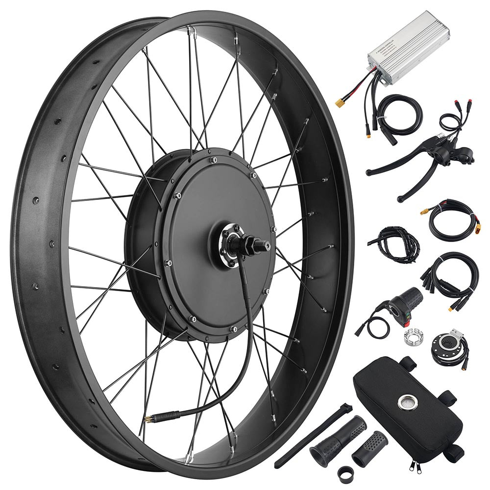 48V 1000W Fat Tire Electric Bike Kit - 26 Inch Front Wheel E-Bike Conversion Kit for Adults | Perfect for Commuting, Off-Road & Urban Riding