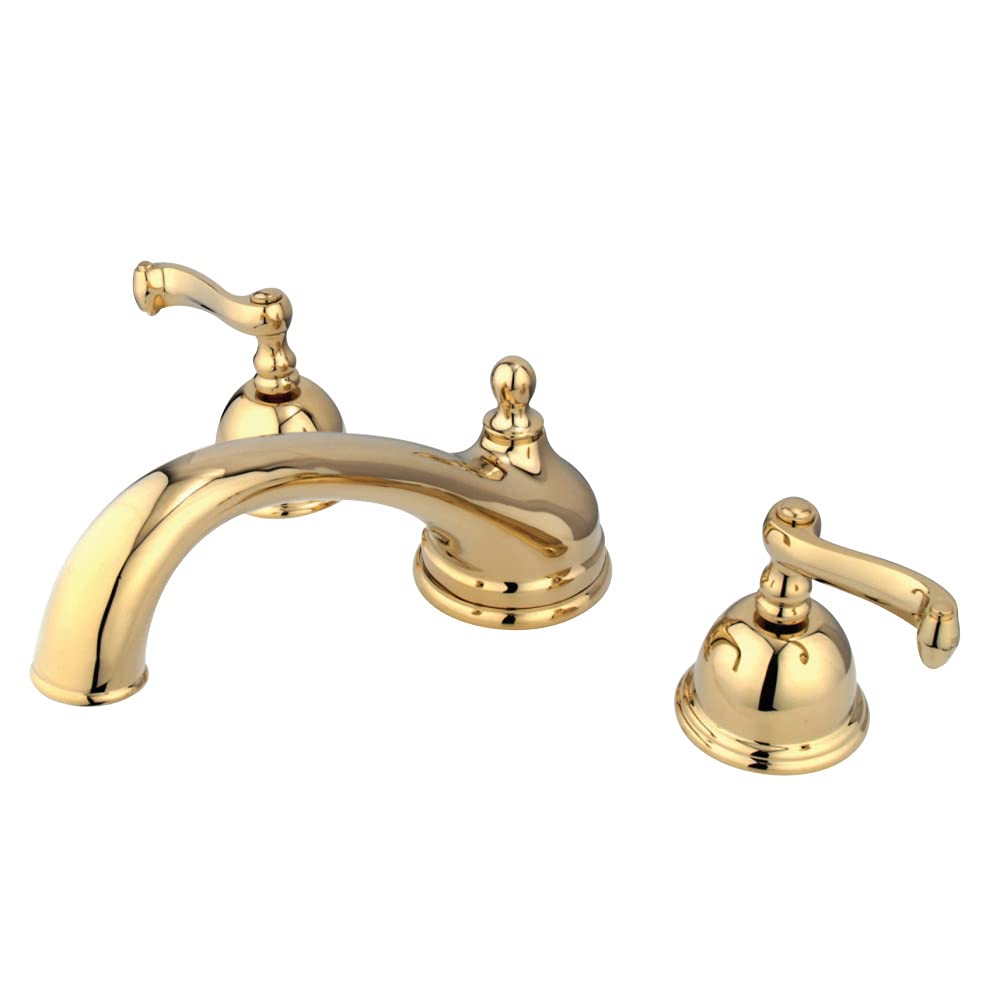 Kingston Brass KS3352FL 8.5-Inch Roman Tub Faucet in Polished Brass - Luxury Bathroom Fixture for Spa-Like Soaking Experience
