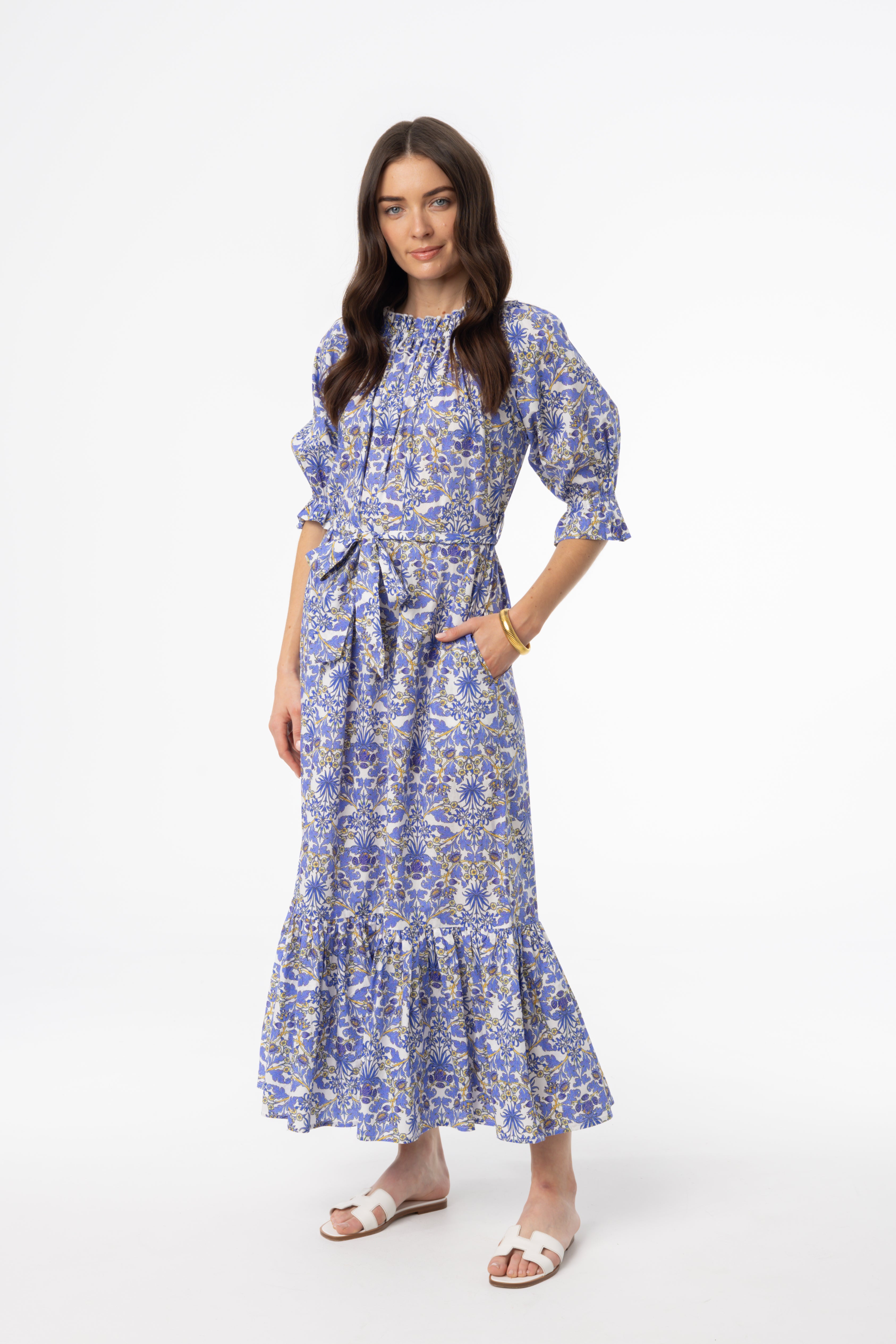 Blue Paisley Maxi Dress for Women - Flowy Bohemian Summer Beach Dress | Perfect for Vacations, Weddings & Outdoor Parties
