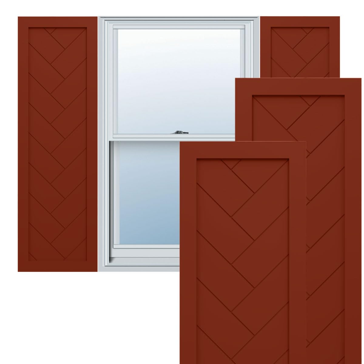 Ekena Millwork TFP001HB12X064MR True Fit PVC Single Panel Herringbone Modern Style Fixed Mount Shutters - 12