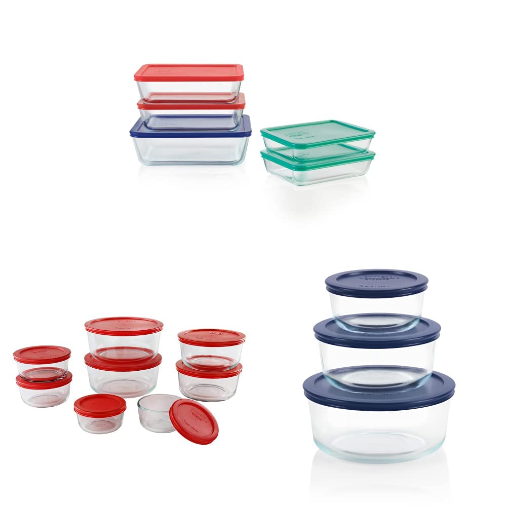 Pyrex Glass Food Storage Containers Set - 32-Piece Bundle (10 + 16 + 6) | Airtight & Leakproof | Microwave, Freezer & Dishwasher Safe | Perfect for Meal Prep, Leftovers & Kitchen Organization