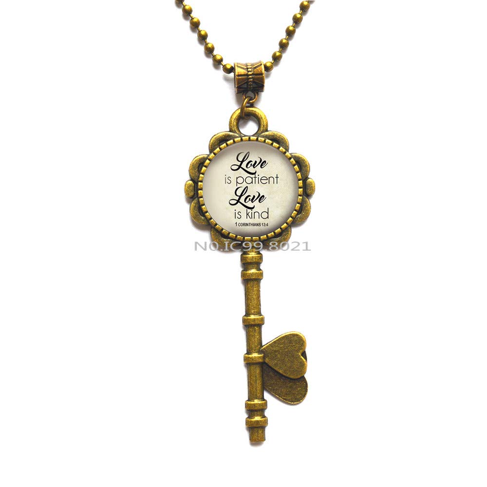 Bible Verse Necklace - Christian Jewelry for Women - 1 Cor 13 Love Charm - Perfect for Church & Retreats