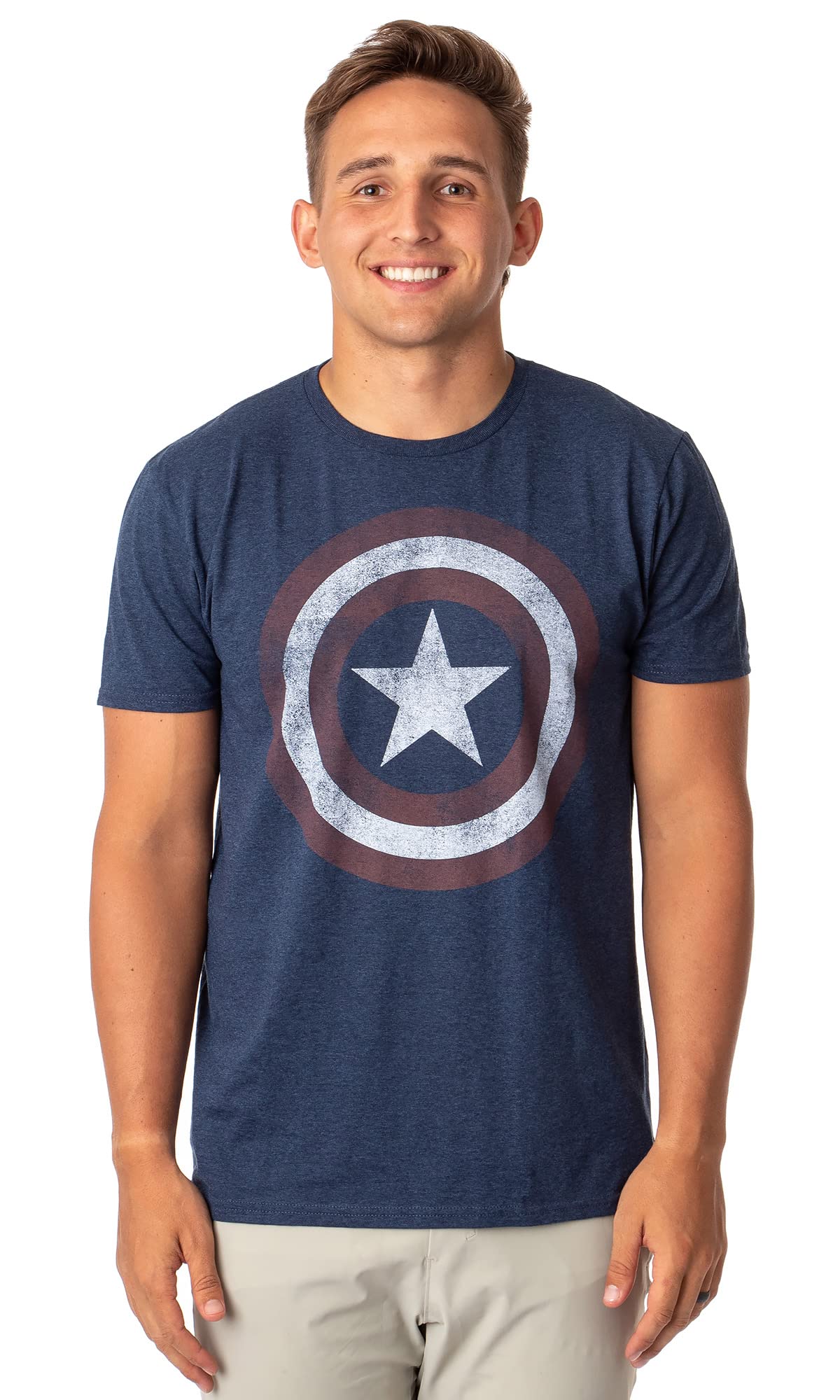 Marvel Captain America Vintage Shield Graphic T-Shirt for Men | Superhero Comic Tee | Casual Wear & Cosplay