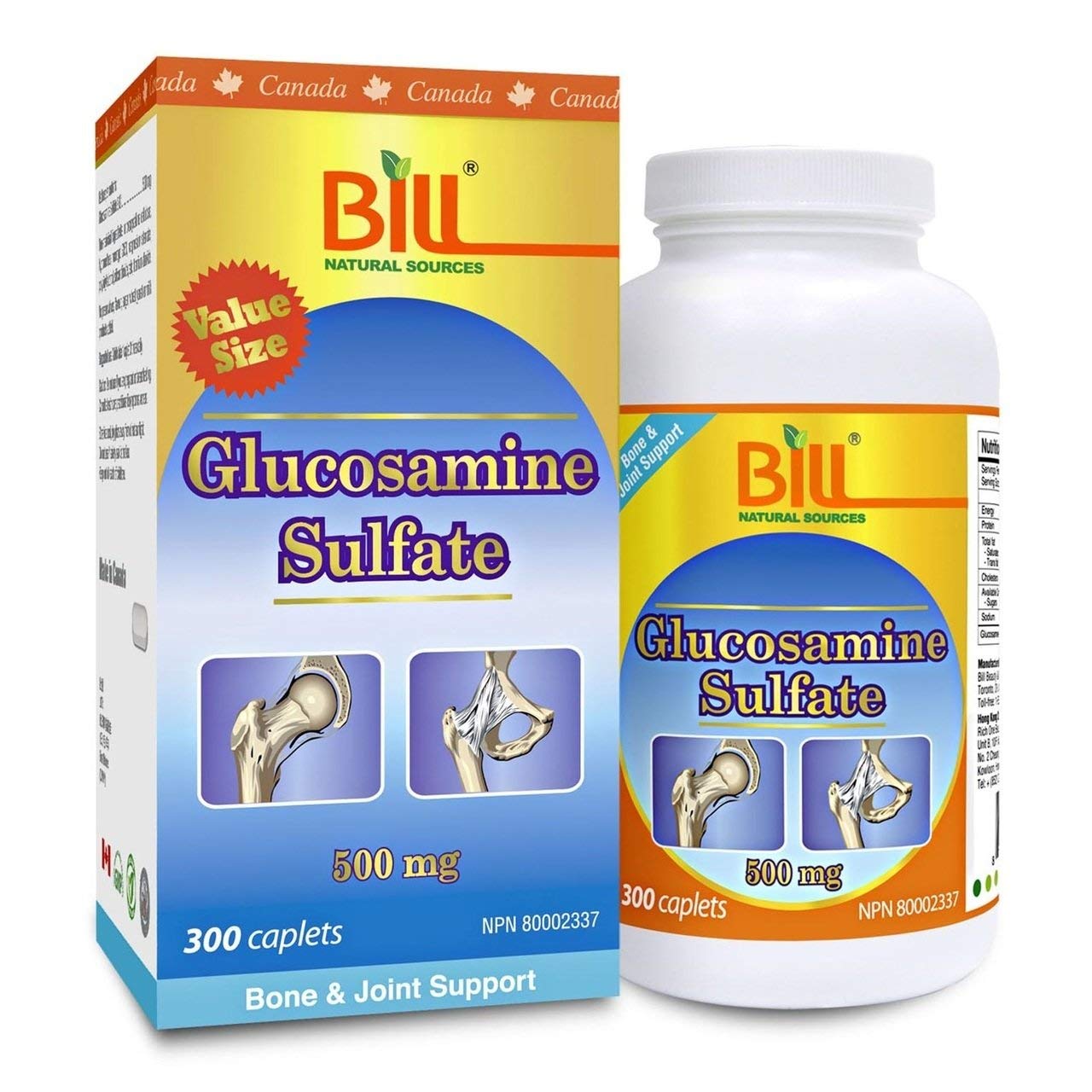 6 Bottles x Bill Natural Sources Glucosamine Sulfate 500mg, 300 Tablets (6 Pack) | Joint Pain Relief & Mobility Support Supplement for Adults | Supports Healthy Cartilage & Joint Function