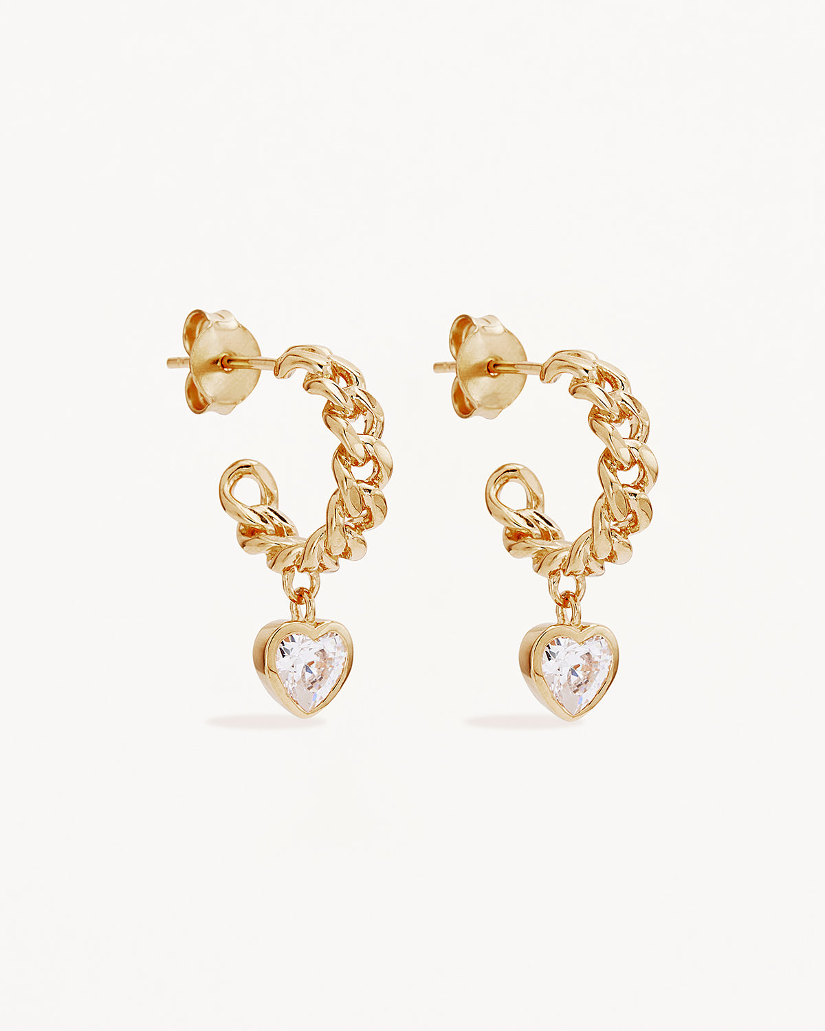 18K Gold Vermeil Radiant Heart Curb Hoop Earrings - Elegant Dainty Jewelry for Women, Perfect for Valentine's Day, Anniversary Gifts & Everyday Wear