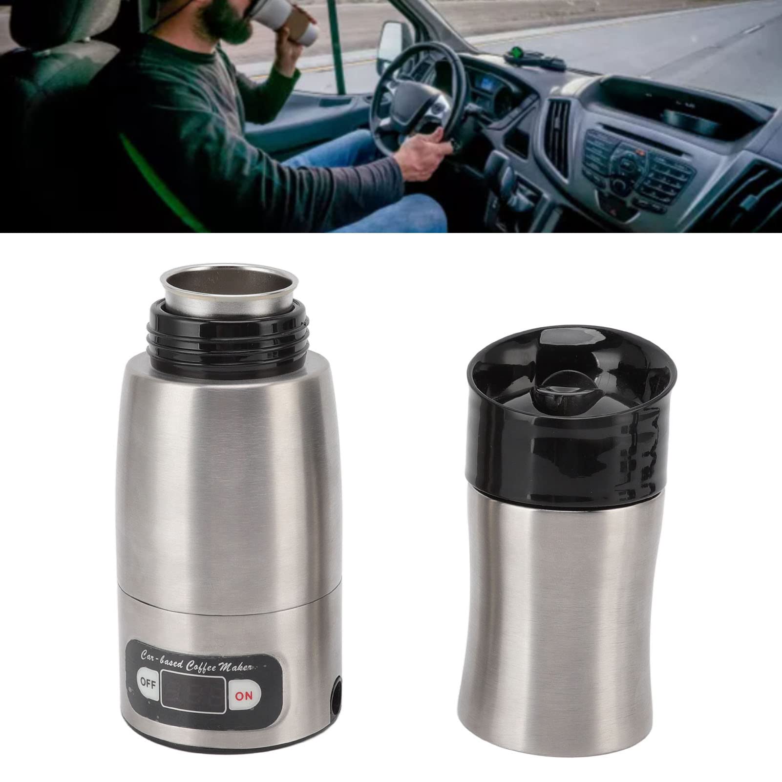 Portable Electric Coffee Maker for Car - 12V/24V Travel Espresso Machine, Compact & Fast Brewing for Coffee Lovers - Perfect for Road Trips, Camping & Office Use