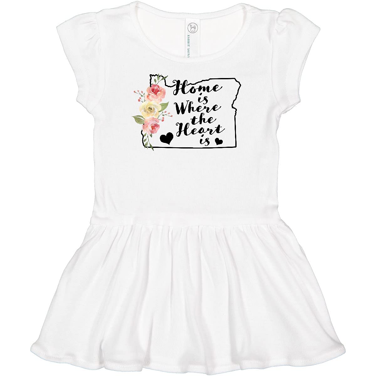 Inktastic Oregon Home is Where The Heart is Watercolor Floral Baby Girl Dress - Perfect for Family Photos, Birthday Parties & Special Occasions
