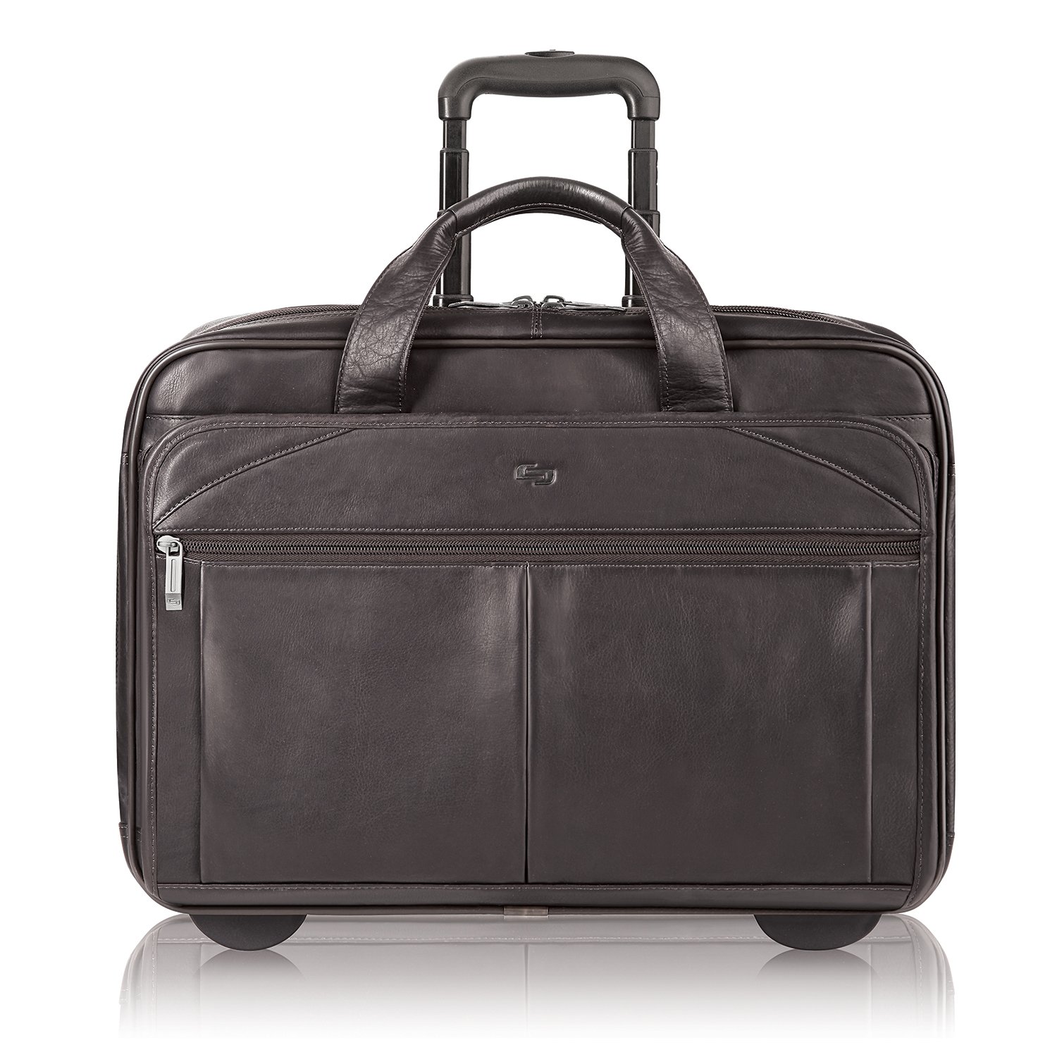 Solo New York Walker Leather Rolling Laptop Briefcase - Espresso Brown Business Travel Bag for Professionals with Wheels and Handle | Perfect for Office Commute, Business Trips, and Airplane Carry-On