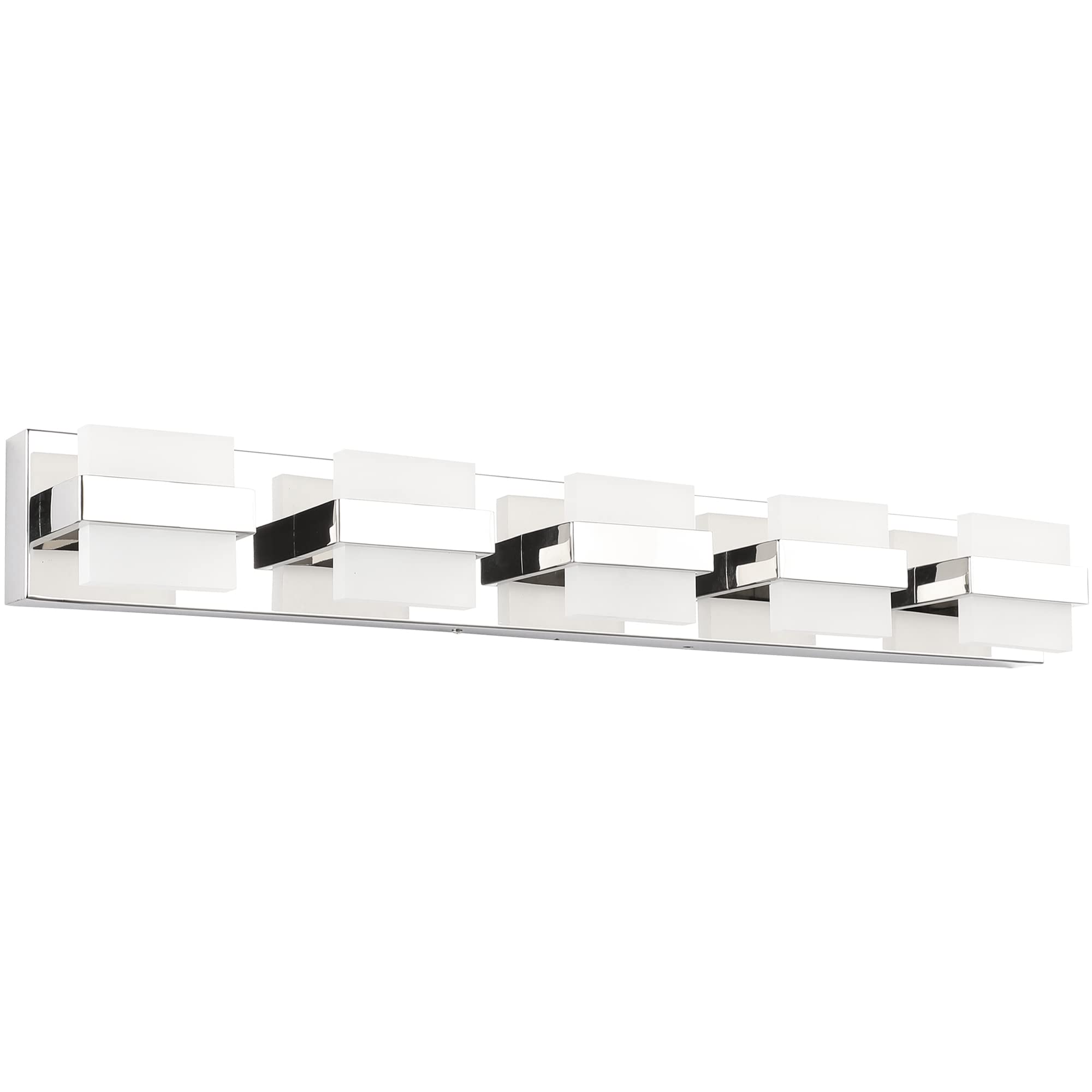 SOLFART 5-Light Chrome Modern LED Bathroom Vanity Light Fixture - 34 Inch White Non-Dimmable Mirror Lighting for Bathroom, Powder Room & Dressing Area