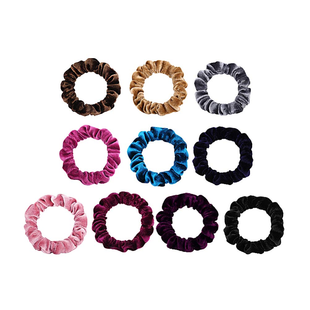 Lurrose 10 Pack Soft Plush Hair Scrunchies - Stretchable Solid Color Ponytail Holders for Thick & Thin Hair | Perfect for Workouts, Office, School & Everyday Use