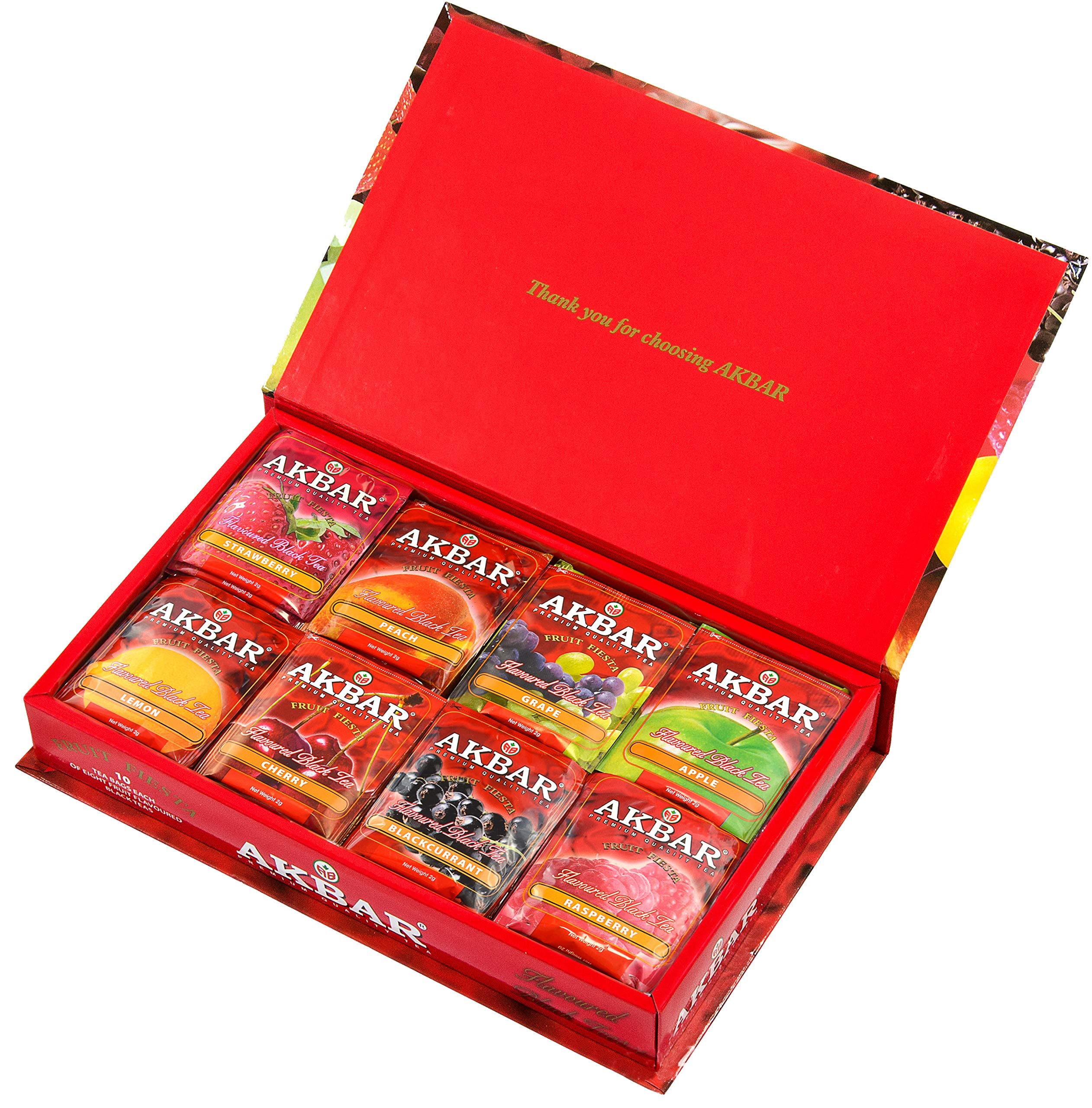 Premium Akbar Fruit Flavored Black Tea Bags - 80 Count Gift Box (160g/5.6oz) - Perfect for Gifting, Afternoon Tea & Office Break Refreshment