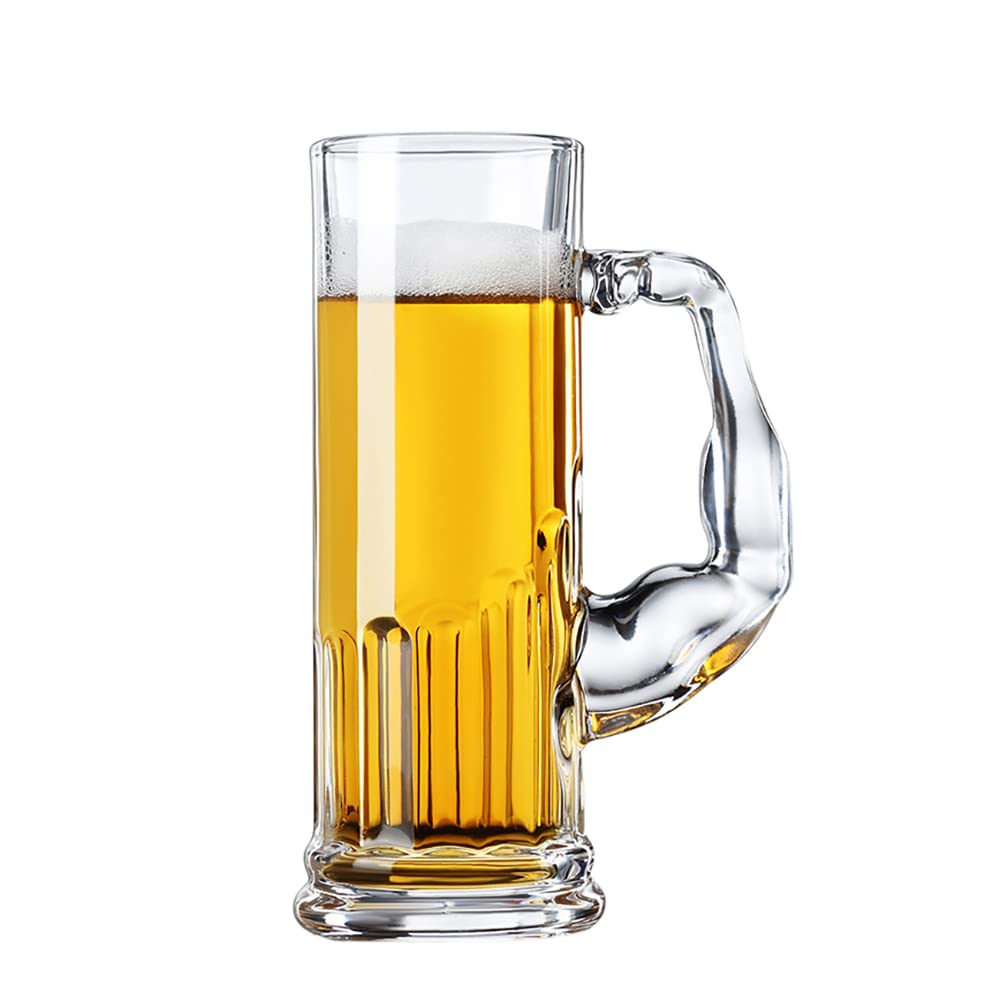 DECKALY 20oz Heavy Beer Mugs with Handle - 600ml Freezer Safe Glass Drinking Mugs for Beer, Ale, Cocktails | Funny Shaped Stein for Bar, Home, Parties & Gifts
