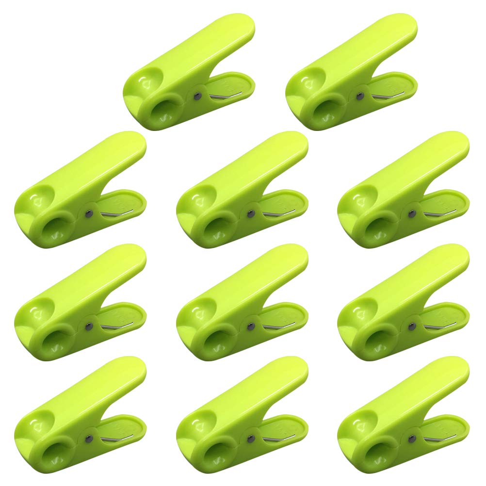 DOITOOL 10Pcs ABS Plastic Clothespins - Multi-Purpose Pinch Clamps for Laundry, Food Sealing, Snack Bags & Office Organization (Light Green) | Ideal for Home, Kitchen & Travel Use