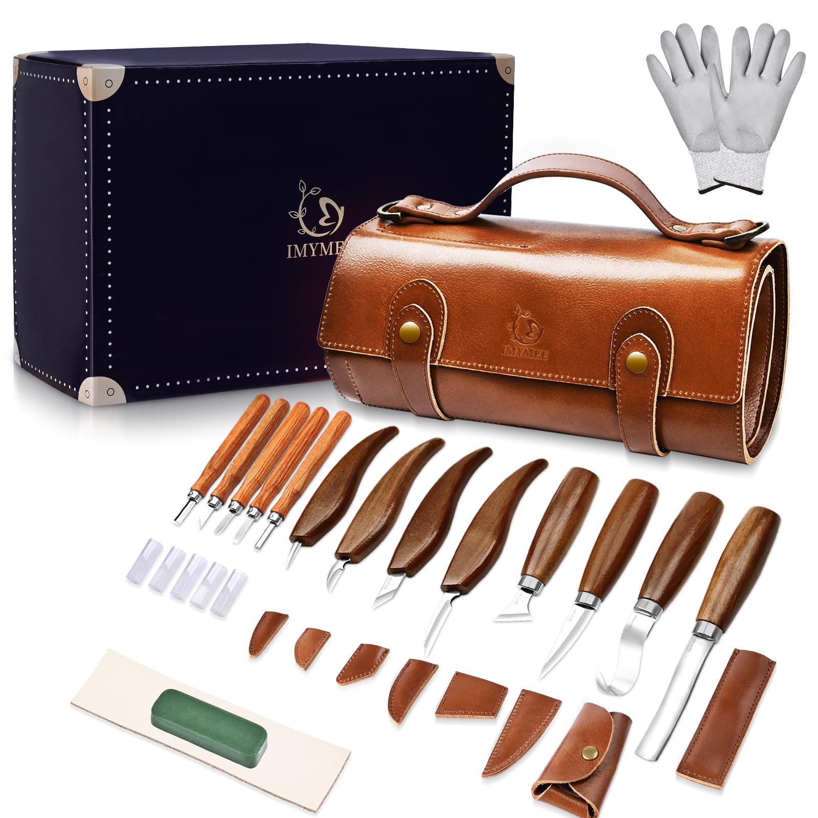 Premium Wood Carving Kit for Beginners - 12-Piece Deluxe Wood Carving Tools Set with Whittling Knives & Leather Case - Perfect for Whittling, DIY Wood Crafts, and Hobby Projects