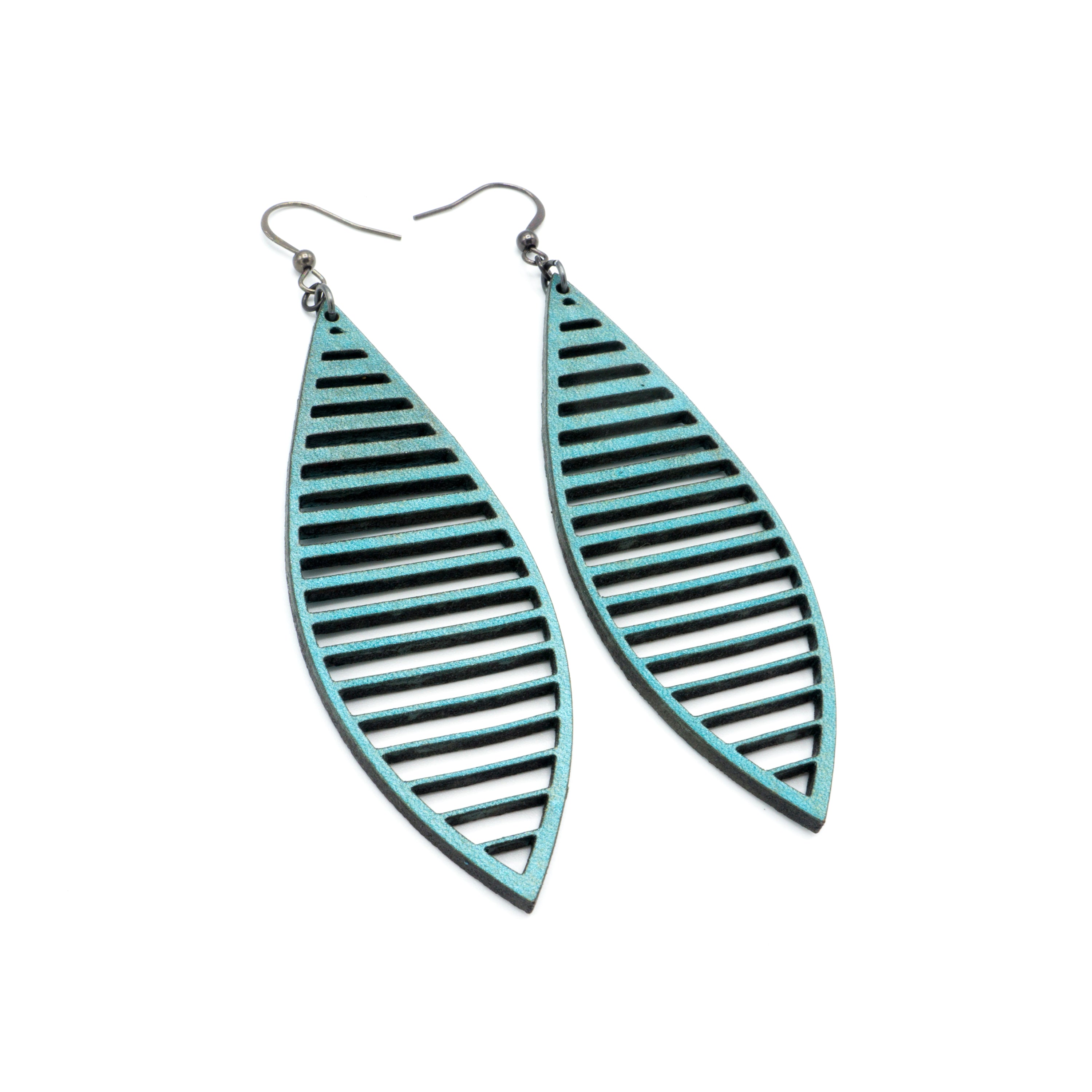 Terrabyte 11.5 - Handmade Leather Earrings with Turquoise Pearl Accents | Boho Chic Jewelry for Women | Perfect for Casual Wear, Parties & Festivals