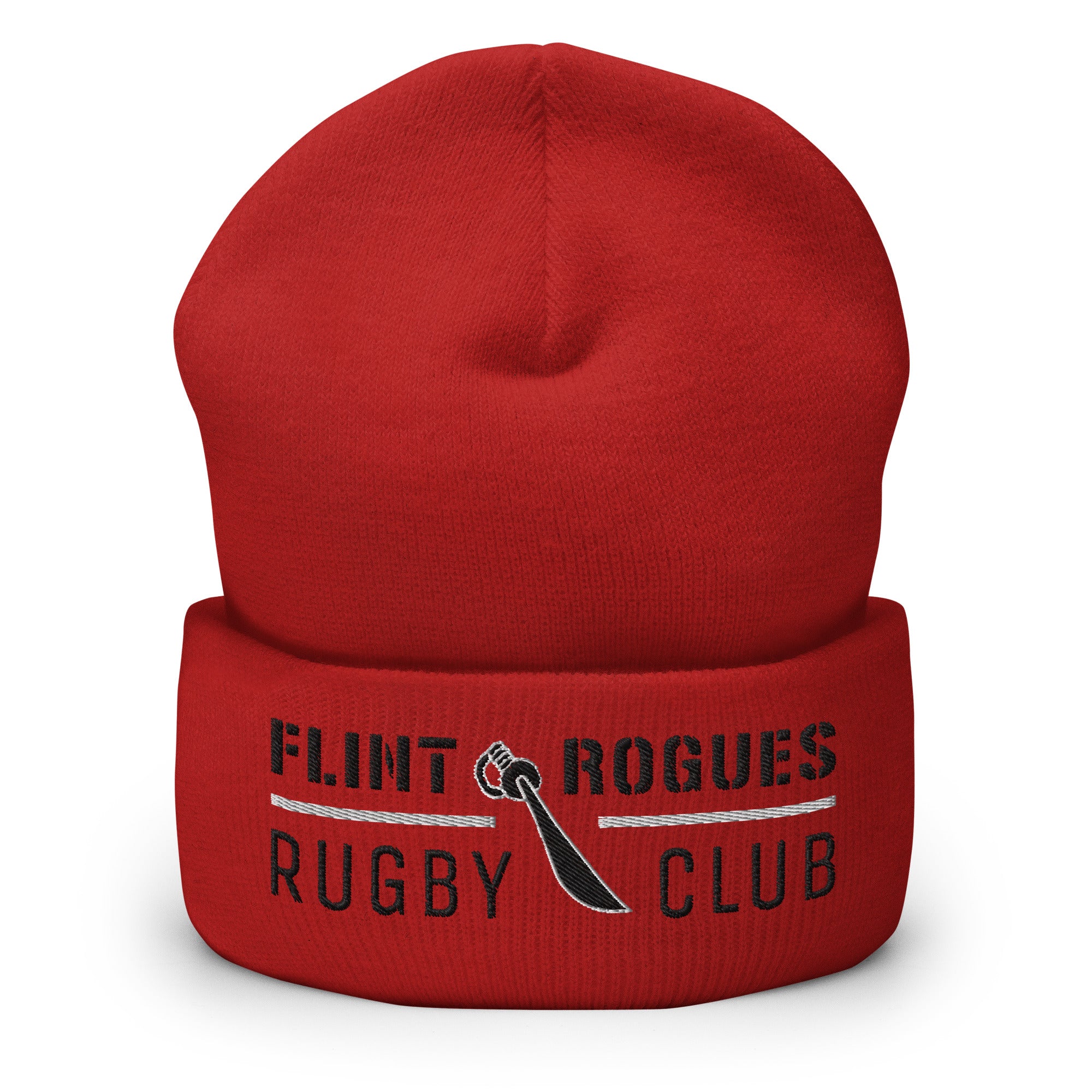Flint Rogues RFC Cuffed Beanie - Winter Knit Hat for Men & Women - Warm Fleece-Lined Skull Cap for Outdoor Sports, Hiking, and Casual Wear
