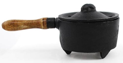 Premium Cast Iron Incense Burner with Ergonomic Wooden Handle - Aromatherapy & Meditation Essential for Home, Yoga Studio & Spiritual Spaces