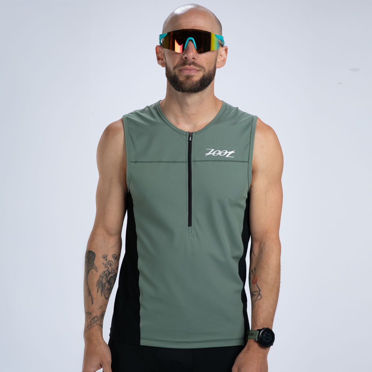 Men's Core Tri Tank - Army Green | Breathable Workout Shirt for Running, Gym & Training | Comfortable Athletic Performance Top