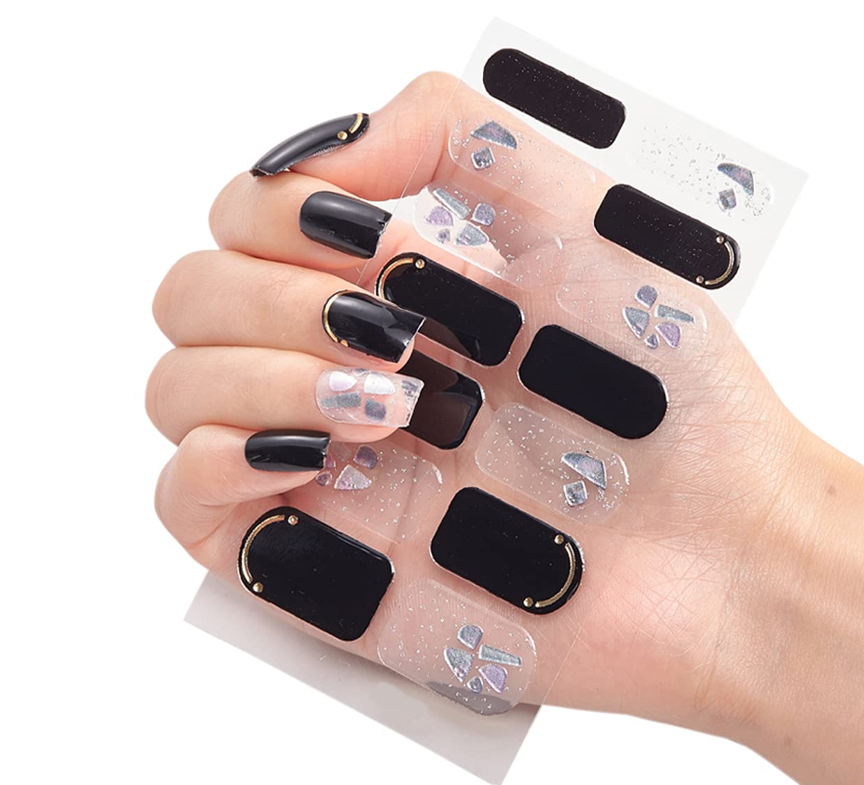 3D Nail Stickers for Women & Girls - Waterproof Glitter Luxury Nail Art Extension - DIY Self-Adhesive Peel Off Fake Nails (14 Pieces, DQ3-29) - Perfect for Parties, Weddings & Everyday Nail Decoration
