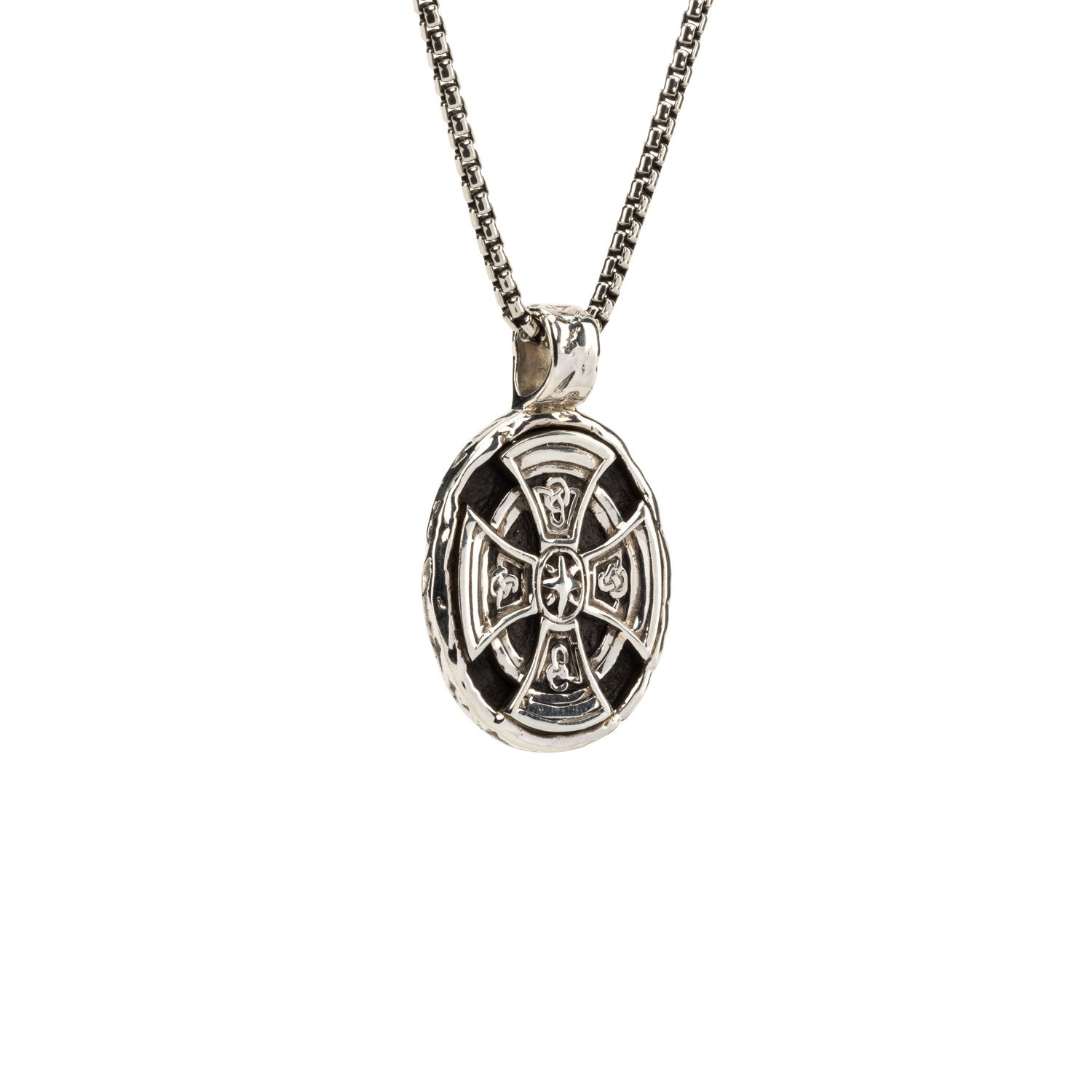 Silver & Bronze Celtic Cross Oval Pendant Necklace - Large Size for Women - Perfect for Gifts, Weddings & Spiritual Occasions