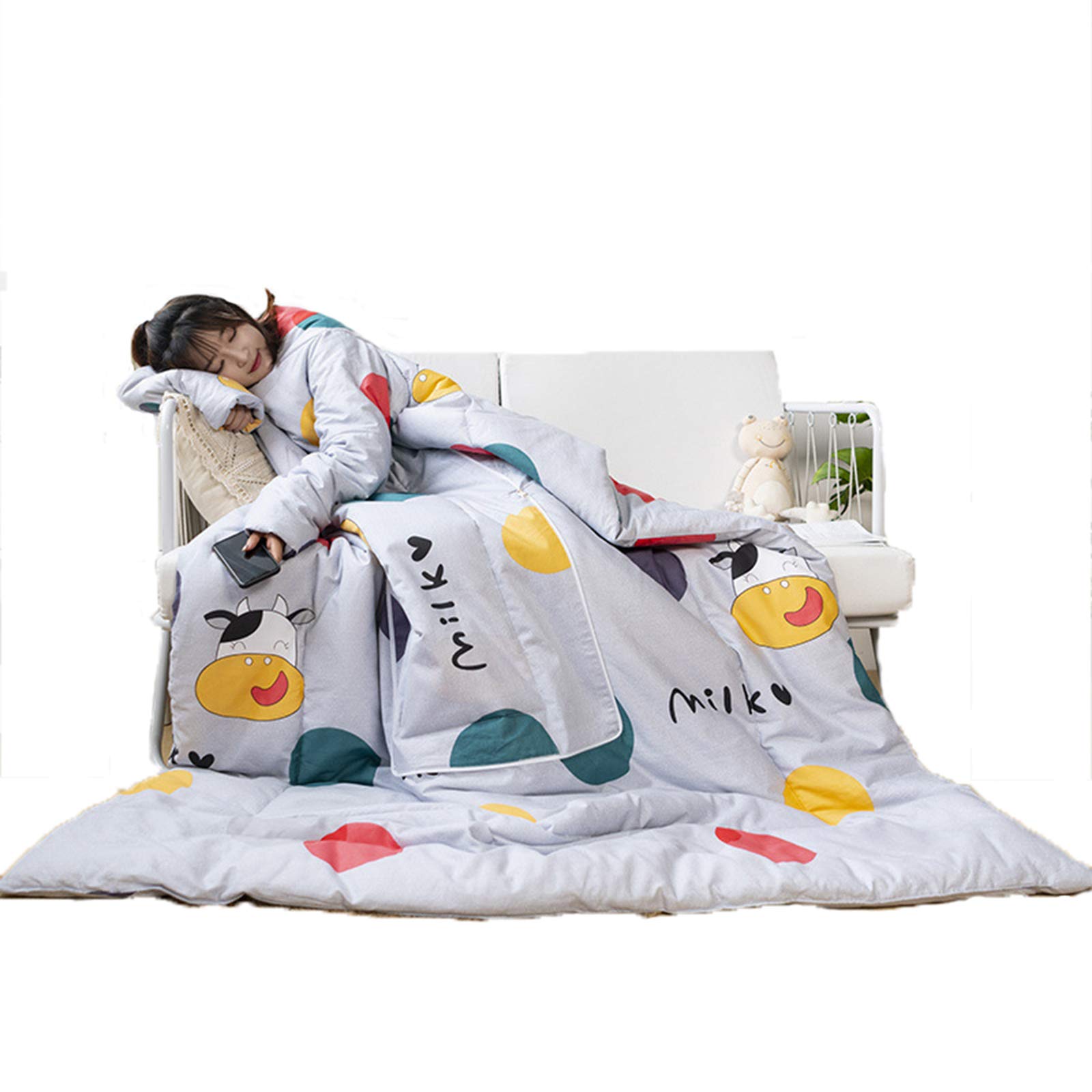 GL-GDD Multifunctional Lazy Quilt with Sleeves - Ultra Soft & Warm Thickened Fleece Blanket for Winter - Perfect for Home, Office, Gaming & Relaxing - Great for Napping, Studying, Playing Games & Using Phone