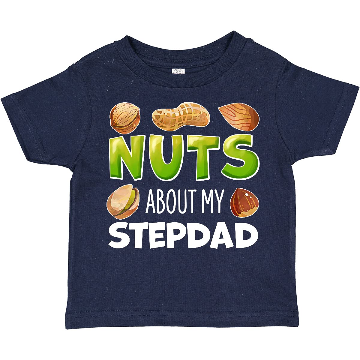 Funny Nuts About My Stepdad Peanut Almond Pistachio Toddler T-Shirt | Cute Graphic Tee for Kids | Perfect Gift for Stepdad Appreciation Day & Family Events
