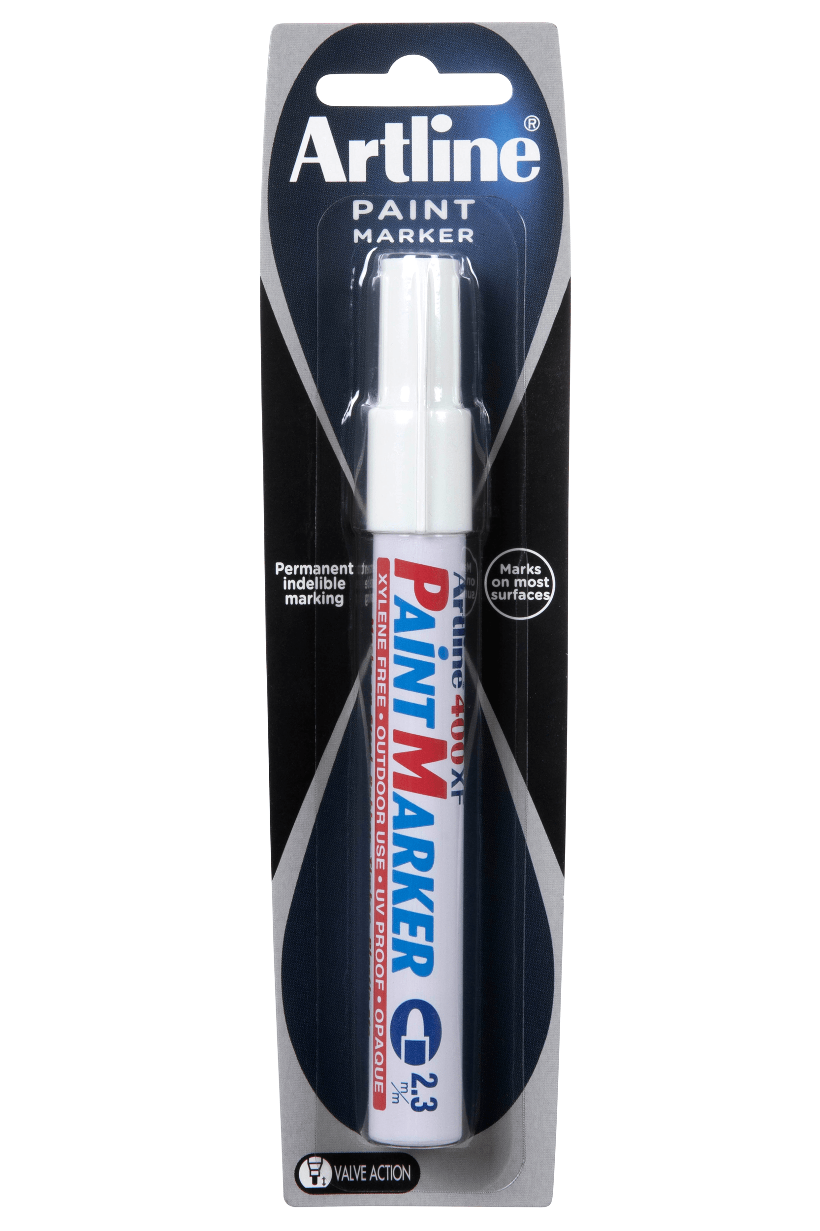 Artline 400 White Paint Marker - Permanent 2.3mm Bullet Tip for DIY Crafts, Signage & Home Decor Projects - Waterproof & Quick-Drying
