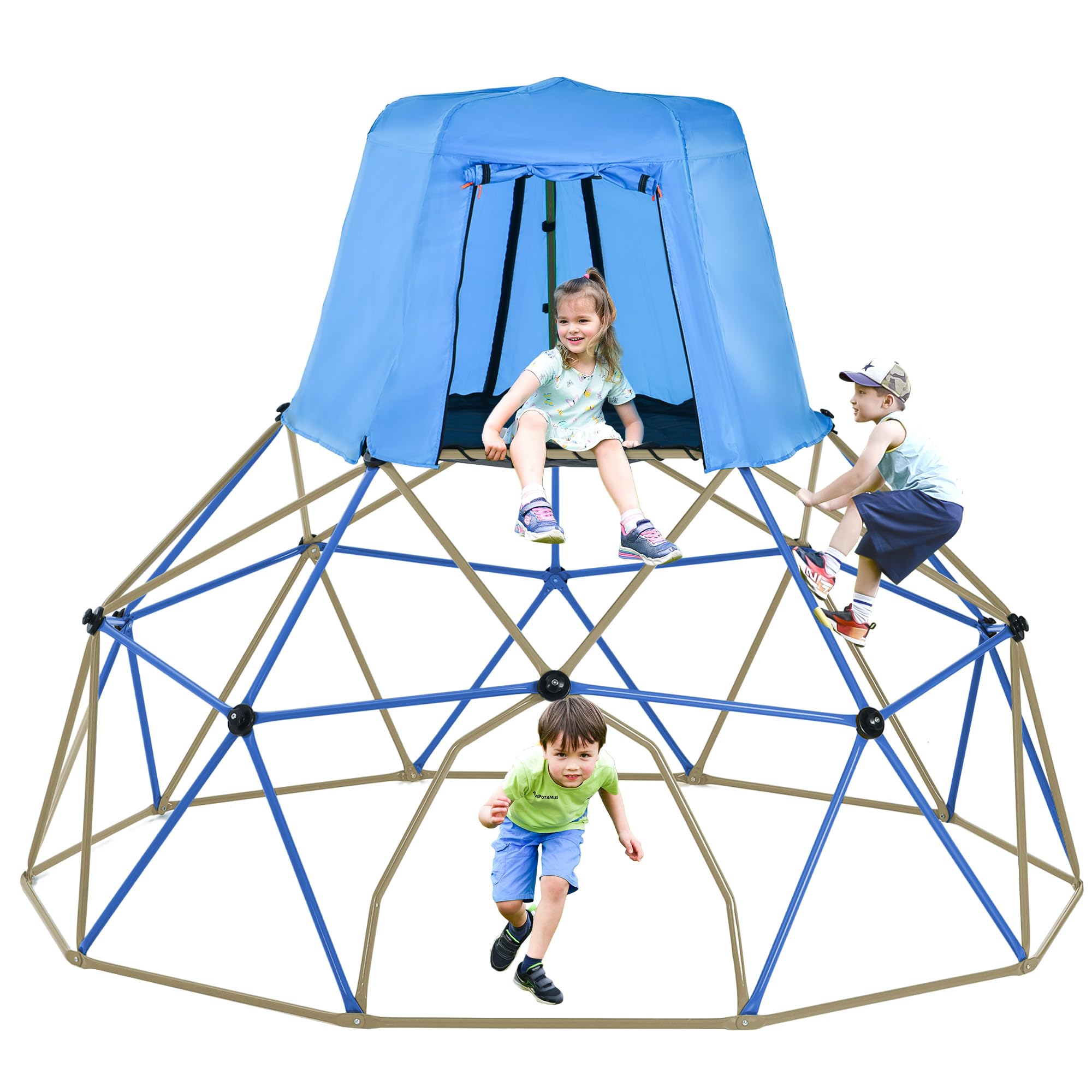 **Merax 10FT Outdoor Climbing Dome with Play Tent – Kids Jungle Gym for Ages 3-10, Supports 1000 lbs, Easy Assembly Backyard Play Equipment (Blue & Coffee) – Perfect for Backyard Fun, Playdates, and Outdoor Adventures**