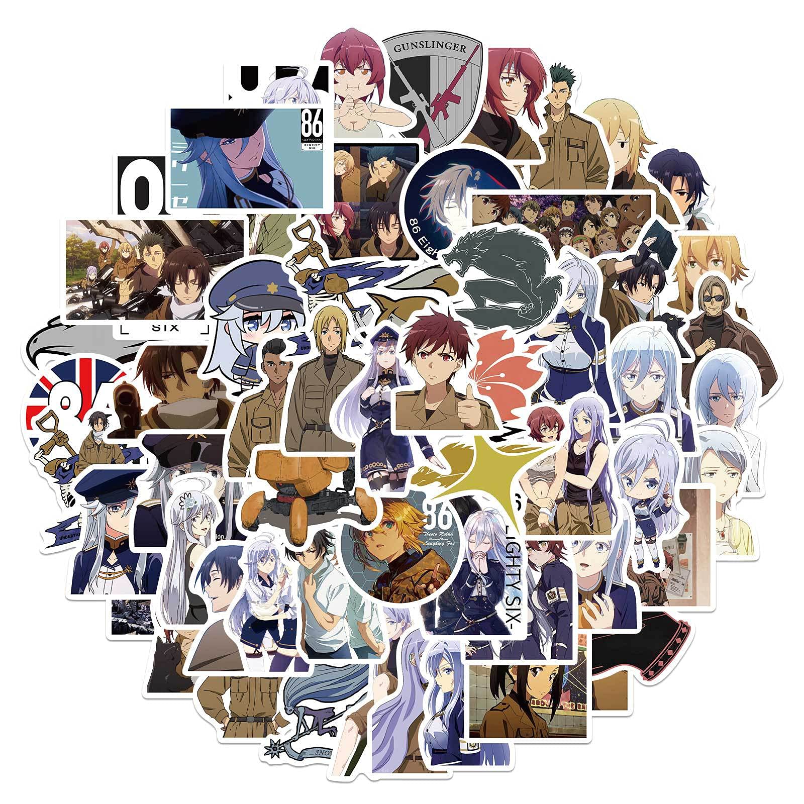 86 - Eighty Six Anime Stickers Pack of 50 - Waterproof Vinyl Decals for Laptop, Water Bottle, Phone, Luggage - Cool Aesthetic Novel Stickers for Journal, Bumper & DIY Crafts - Perfect for Anime Fans & Gift Giving
