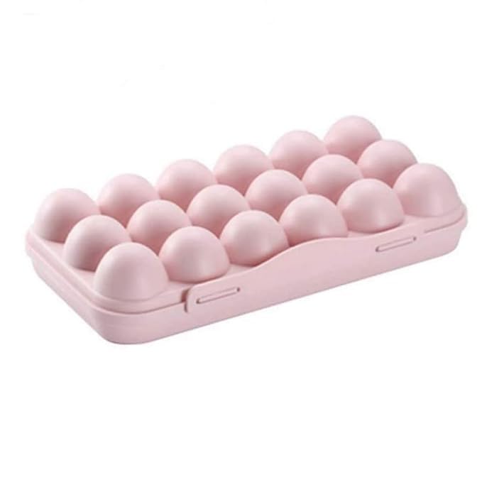 Samista 18-Grid Stackable Plastic Egg Storage Container - Refrigerator Organizer Tray for Kitchen | Perfect for Fridge Organization & Farm Fresh Egg Storage