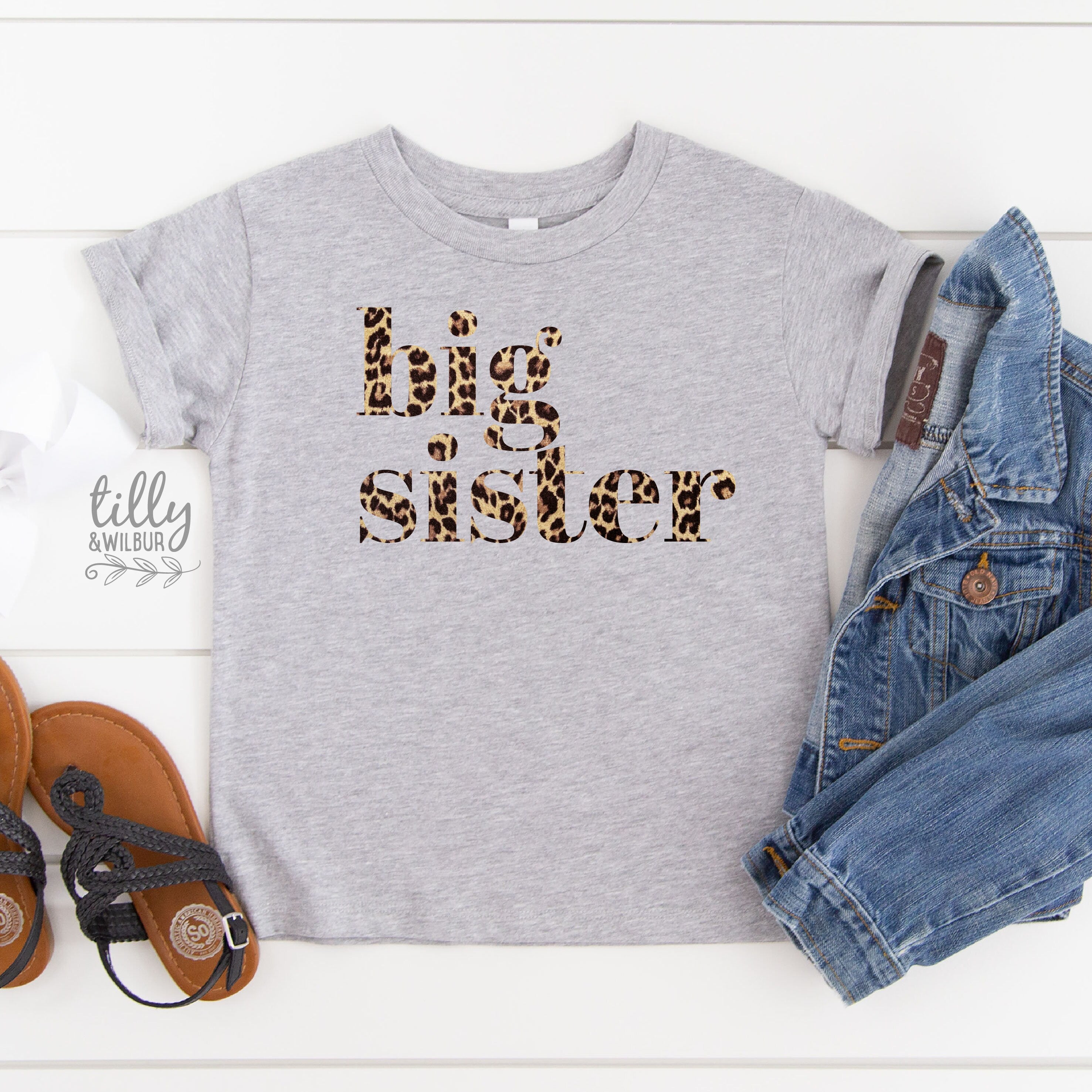 Stylish Big Sister Leopard Print T-Shirt for Women | Trendy Animal Print Tee | Perfect for Casual Wear, Sister Matching Outfits & Family Events