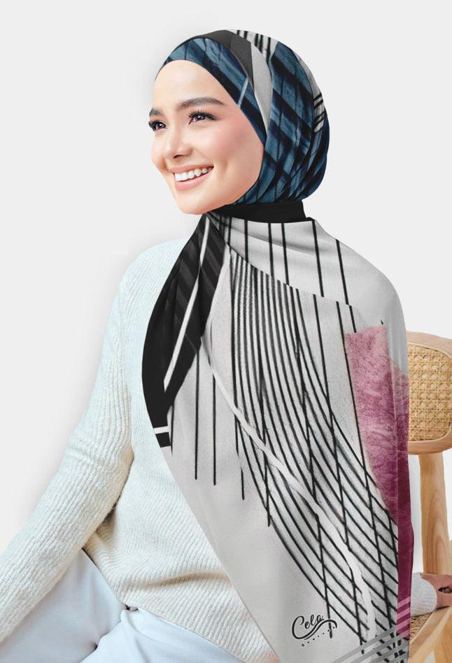 Elegant Trix Printed Chiffon Hijab Scarf - Lightweight Muslim Headscarf for Women, Perfect for Daily Wear, Prayer, and Special Occasions