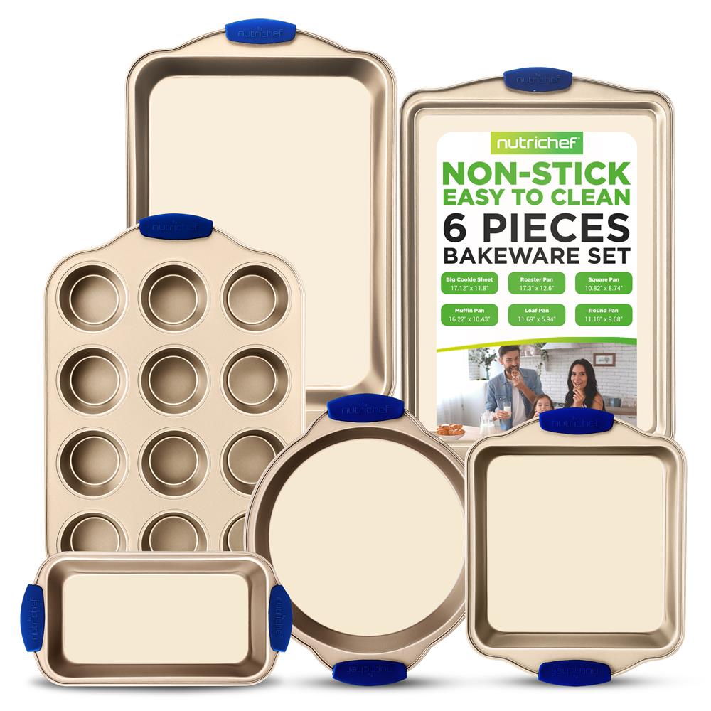 Non-Stick Baking Pans Set for Oven - 3-Piece Cookie Sheet, Cake Pan & Bread Loaf Pan - Perfect for Baking Cookies, Cakes & Bread at Home