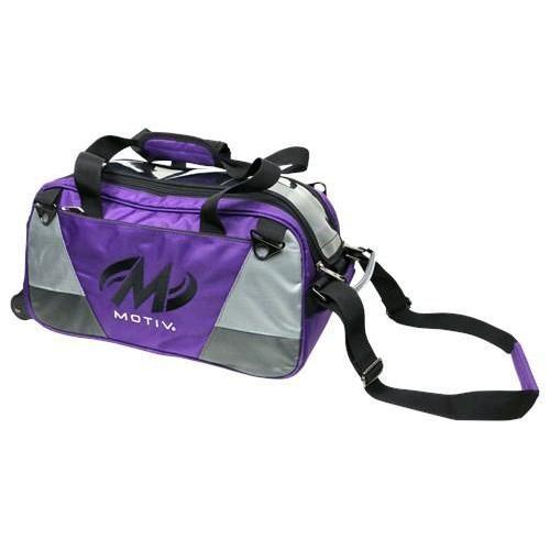Motiv Ballistix Double Tote Roller Purple Bowling Bag - Premium Bowling Equipment for Men & Women - Perfect for League Play, Tournaments & Practice Sessions