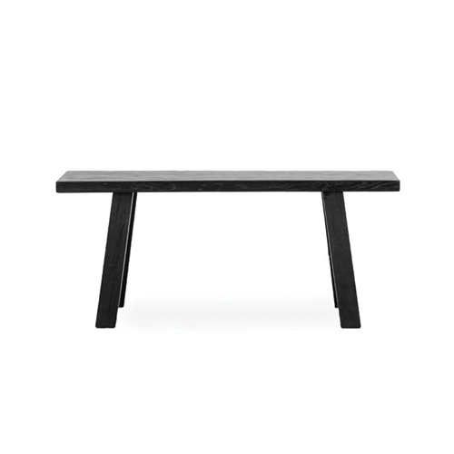 Pavia Elm Bench 43-Inch Black Wooden Bench – Perfect for Entryway, Living Room, or Garden Seating