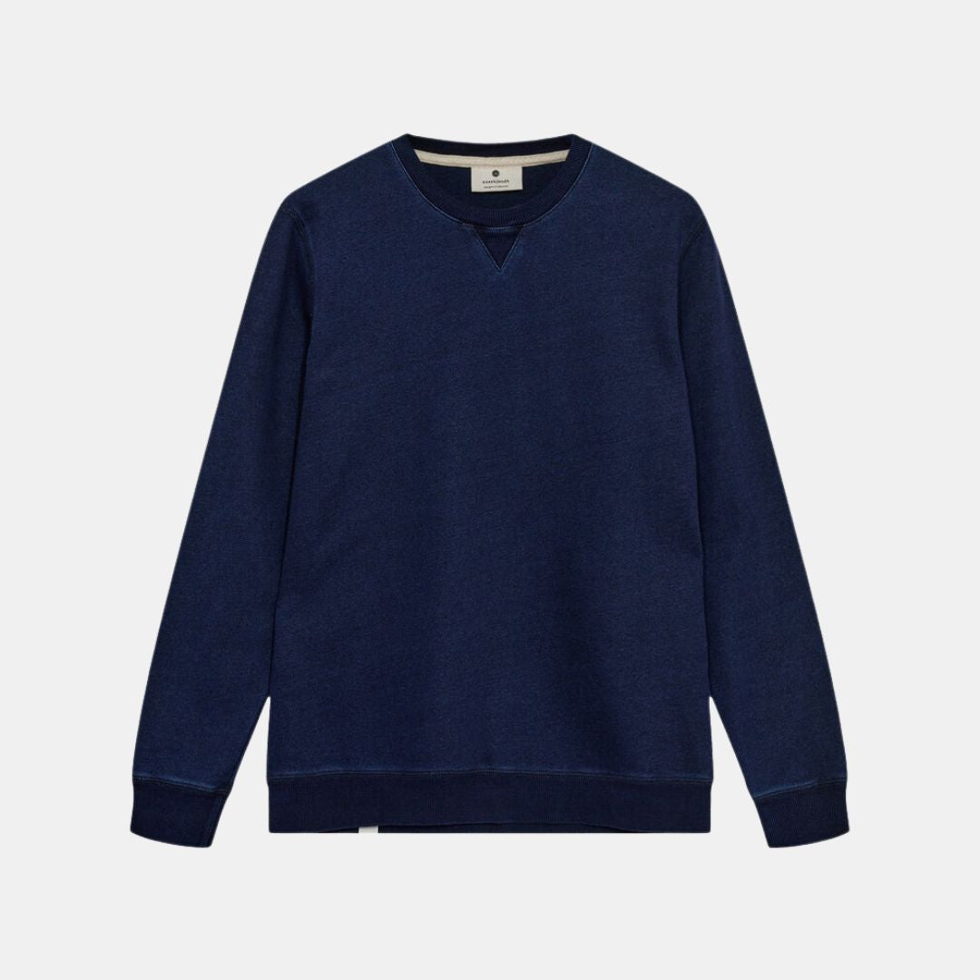 Akruben Indigo Sweater for Men - Soft Cotton Crewneck Pullover (Sky Captain Blue) - Perfect for Casual Wear, Office & Outdoor Activities