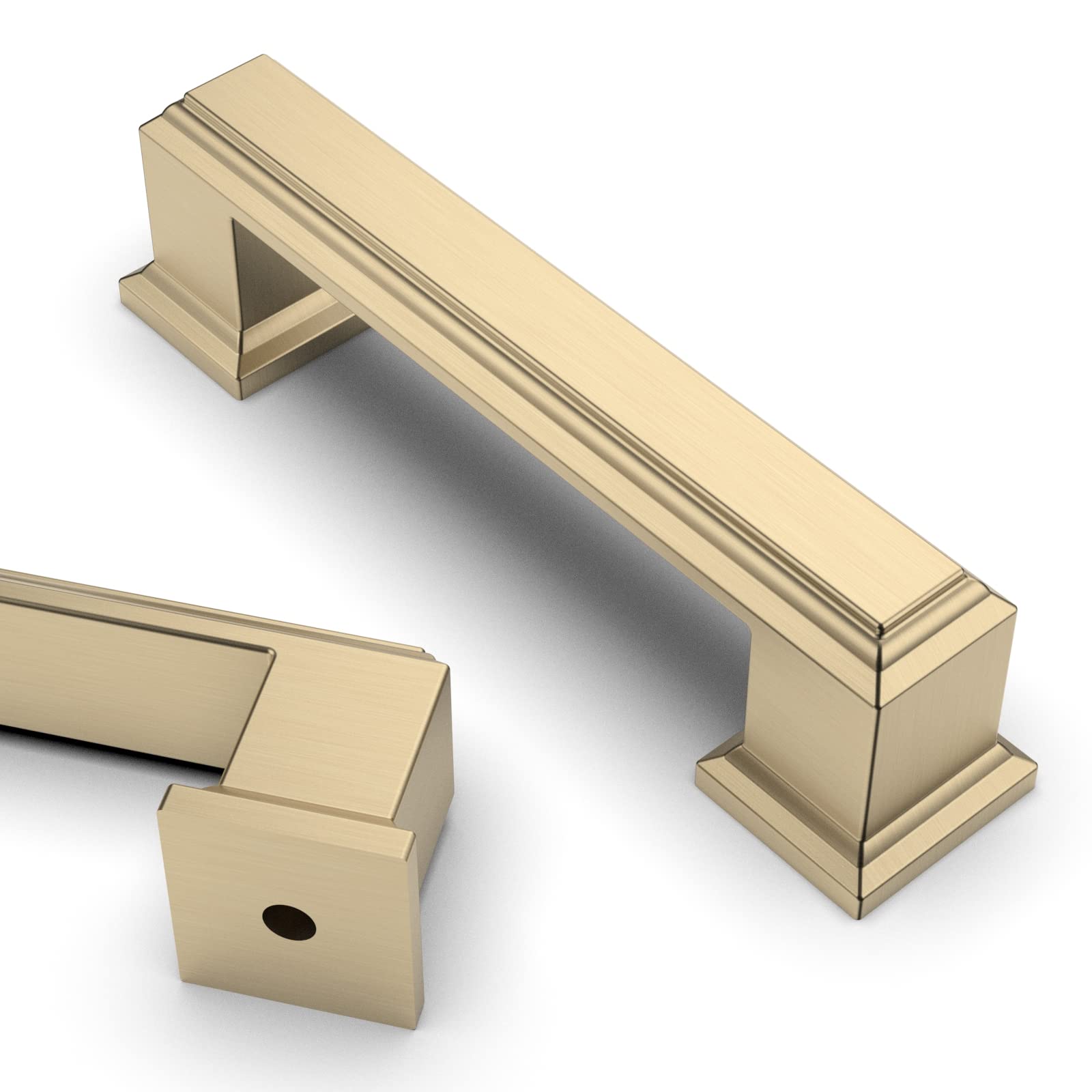 5 Pack 3 Inch (76mm) Brushed Brass Cabinet Handles - Modern Kitchen Cabinet Pulls, Drawer Handles for Cupboard, Dresser & Furniture Hardware - Perfect for Home Renovation & DIY Projects