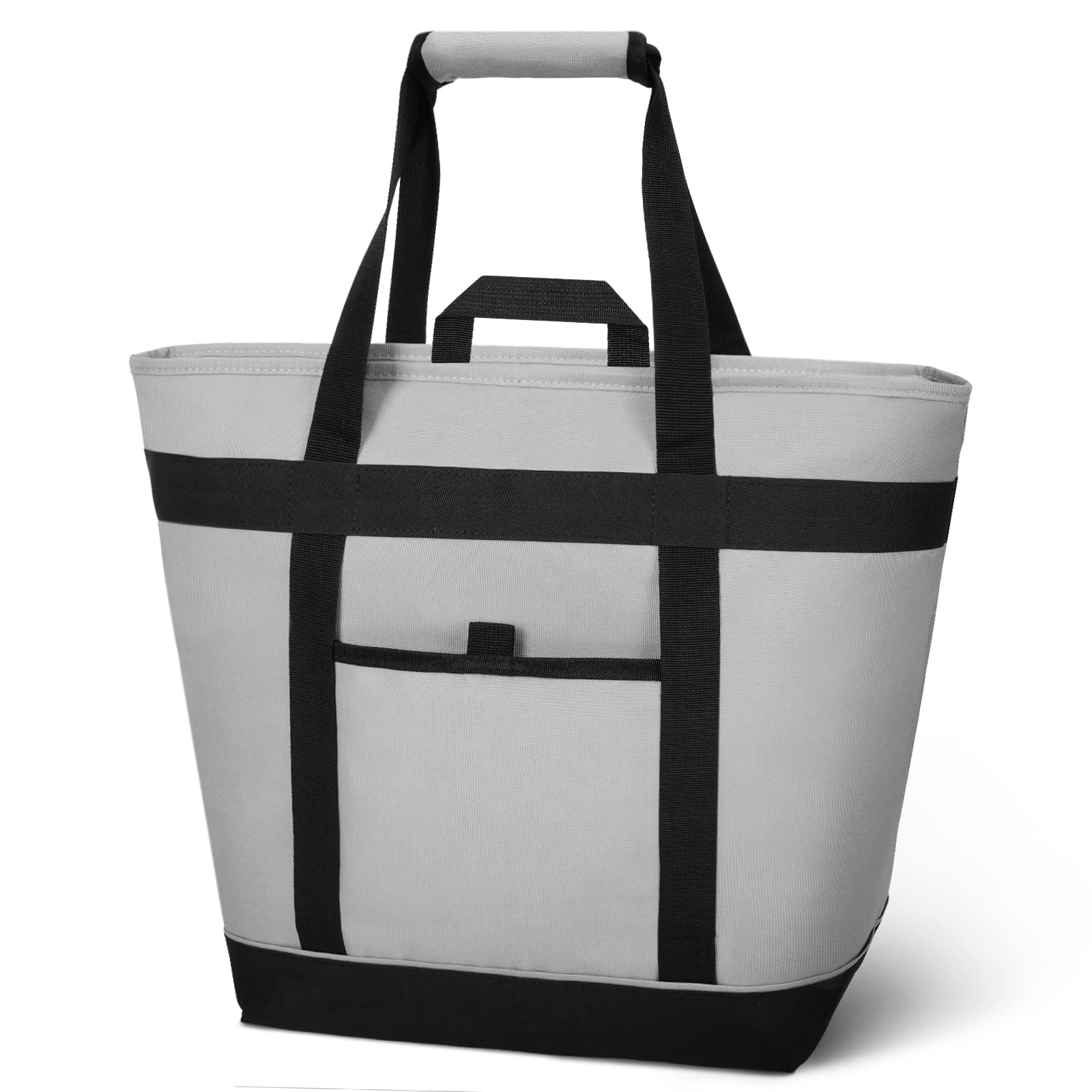 NatuBeau 32-Can Insulated Cooler Tote Bag - Large Leakproof Soft Cooler for Groceries, Lunch, Beach & Picnic - Light Grey | Perfect for Outdoor Activities, Camping, Tailgating & Work Lunch Storage