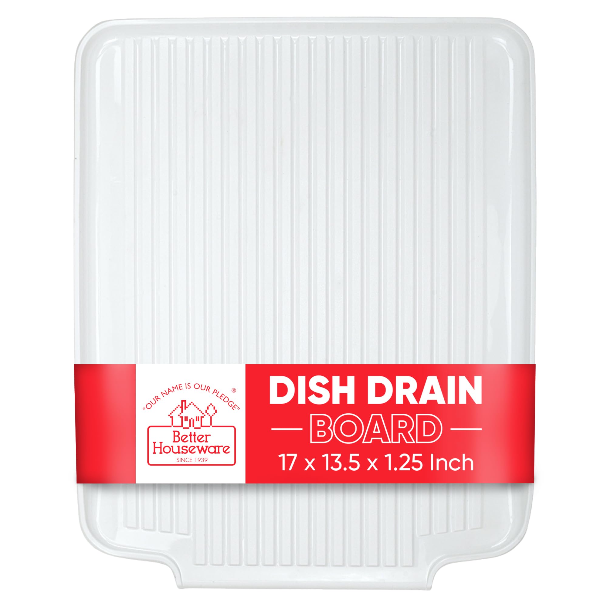 Premium Kitchen Dish Drainer Board - 17x13.5x1.25 Inch Countertop Drying Rack with Rigid Drainboard | Space-Saving Dish Drying Tray for Sink Organization | Perfect for Small Kitchens, Apartments & RV Use