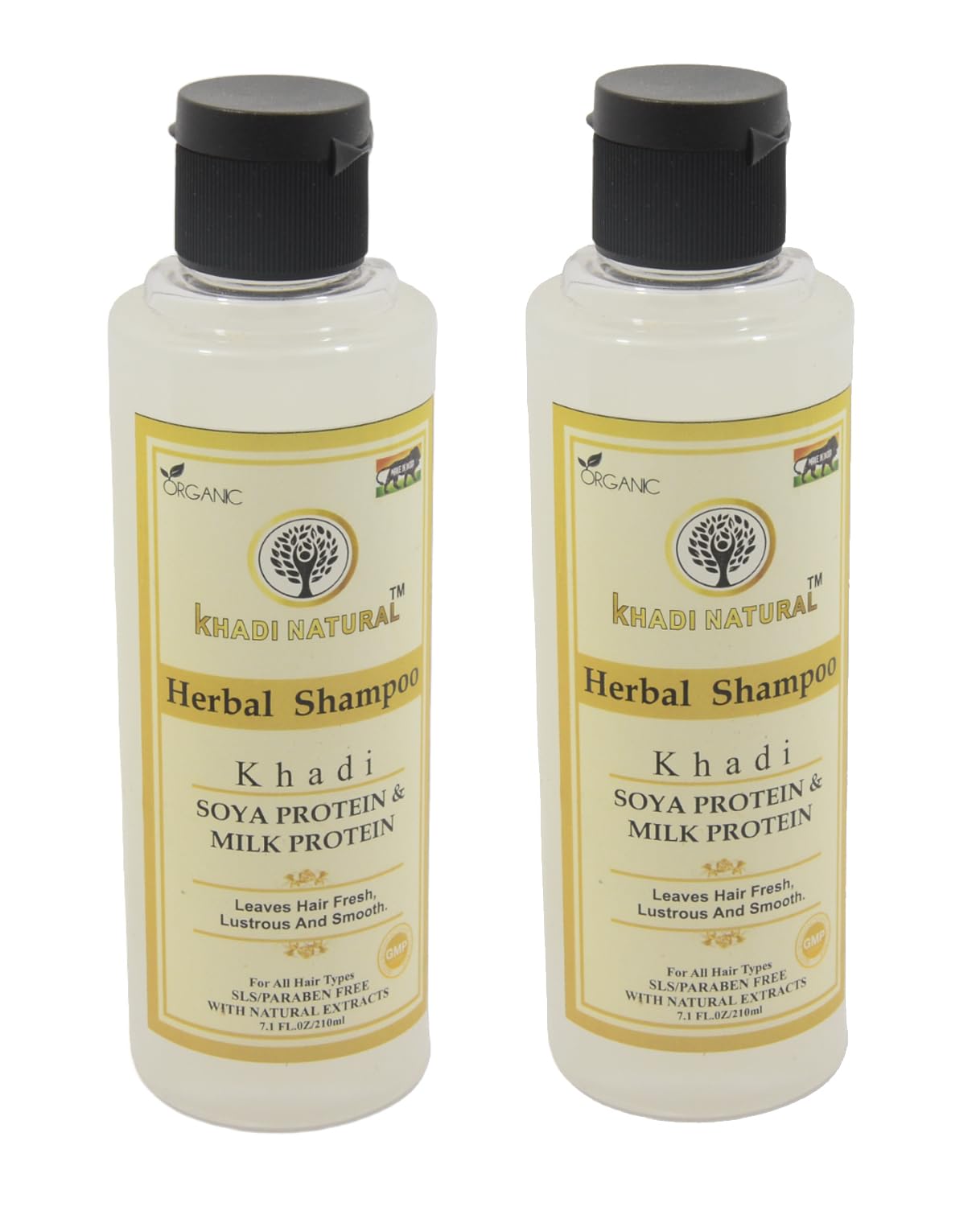 Khadi Natural Herbal Soya & Milk Protein Shampoo 210ml - Nourishing Hair Cleanser for Strong, Silky Hair - Sulfate Free & Chemical Free - Perfect for Dry, Damaged Hair Care & Daily Use
