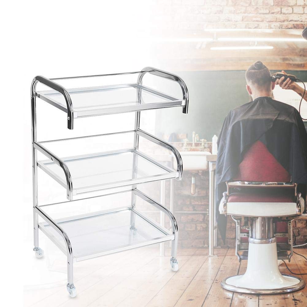 Professional Glass Hairdressing Trolley with Instrument Tray - Salon & Barber Shop Storage System for Styling Tools, Hair Accessories | Perfect for Spa, Beauty Salon & Home Use