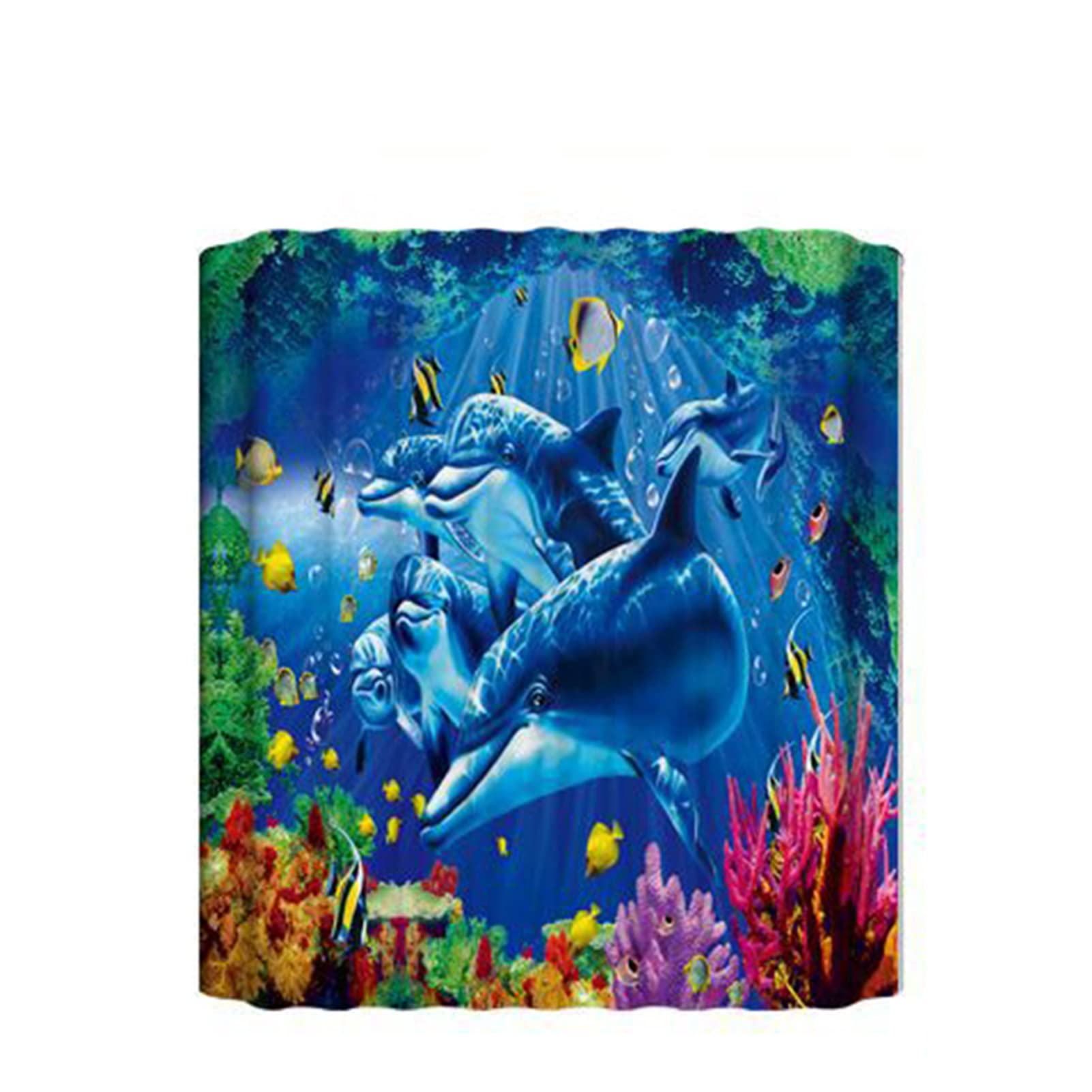 Ocean Blue Dolphin Printed Shower Curtain with Hooks - Waterproof Polyester Bathroom Decor for Coastal & Nautical Theme - Perfect for Beach House, Kids' Bathroom & Spa-Style Retreats