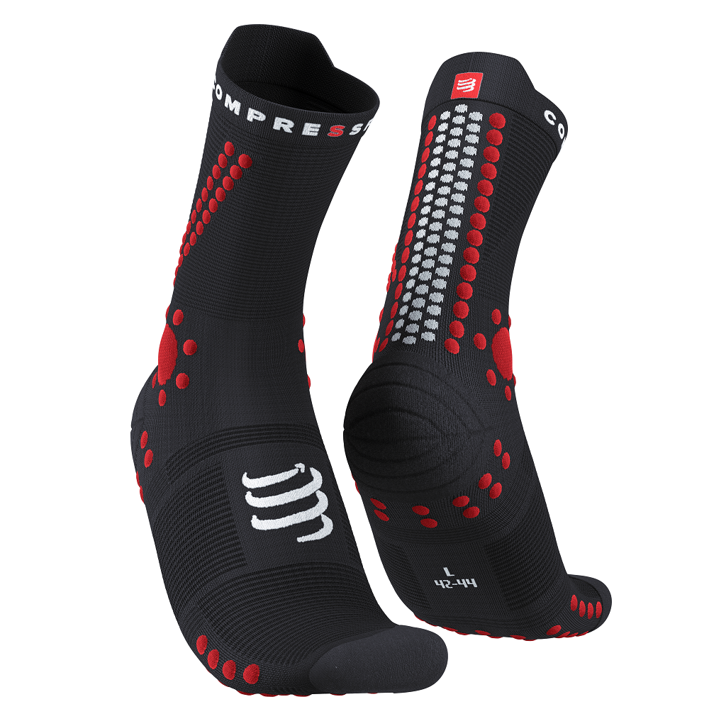 Compressport Unisex Pro Racing Socks v4.0 - Trail Running Socks for Men & Women - Black/Red - Performance Athletic Socks for Marathon, Hiking & Outdoor Sports