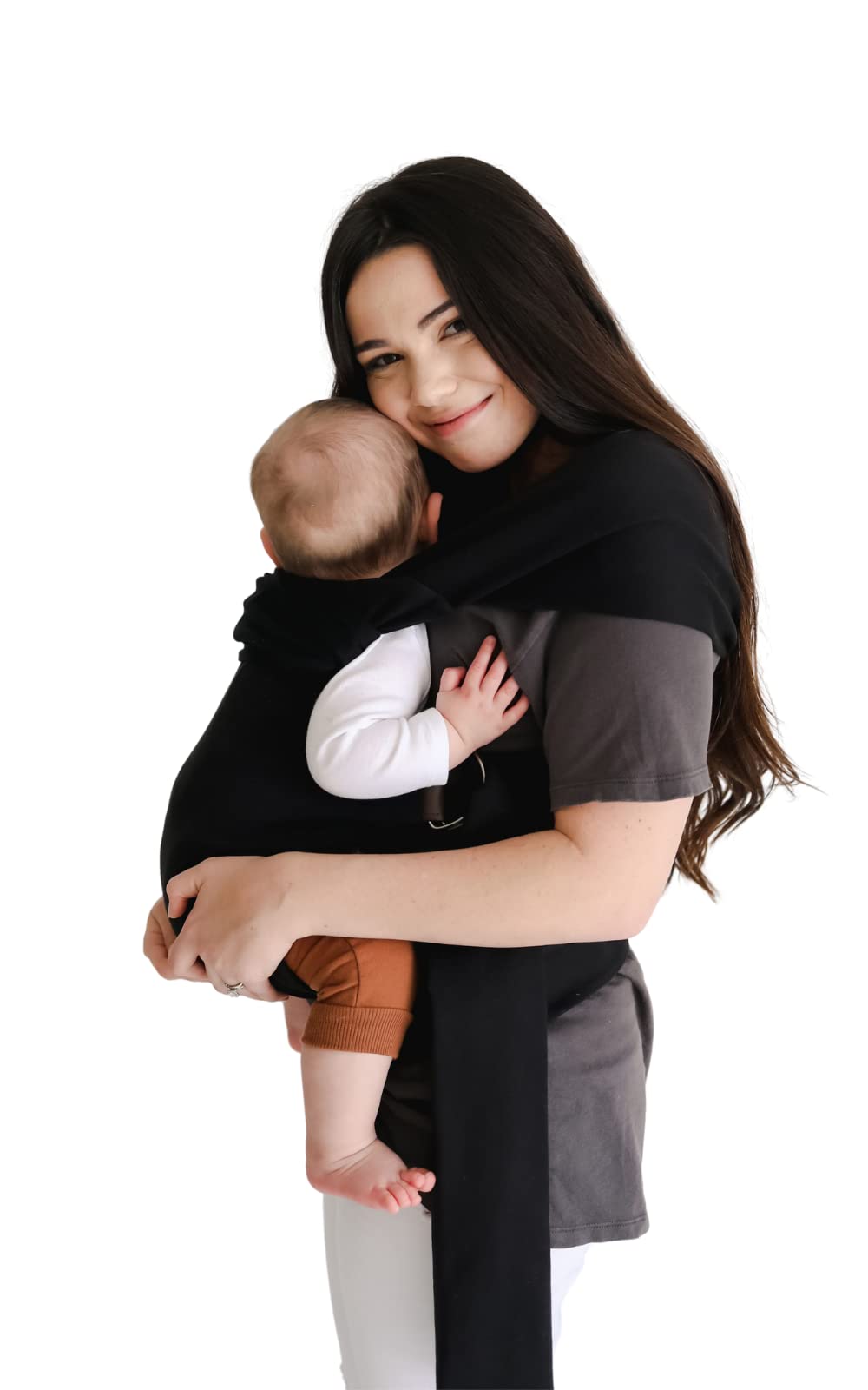 Lalabu Simple Baby Wrap - No-Tie, Comfortable & Easy-to-Use Infant Carrier for 3 Months to 2 Years (Pure Black) | Perfect for Hands-Free Parenting, Errands & Bonding with Your Newborn
