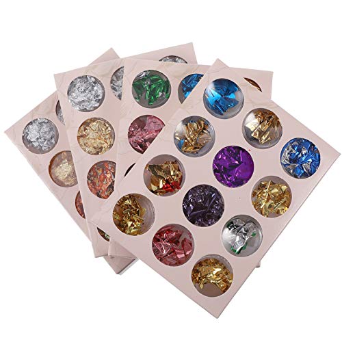 EXCEART 48pcs Glitter Foil Nail Chips for Nail Art - DIY Metallic Foil Paillettes for Manicure & Nail Decoration - Perfect for Salon, Home Use, Parties & Special Occasions