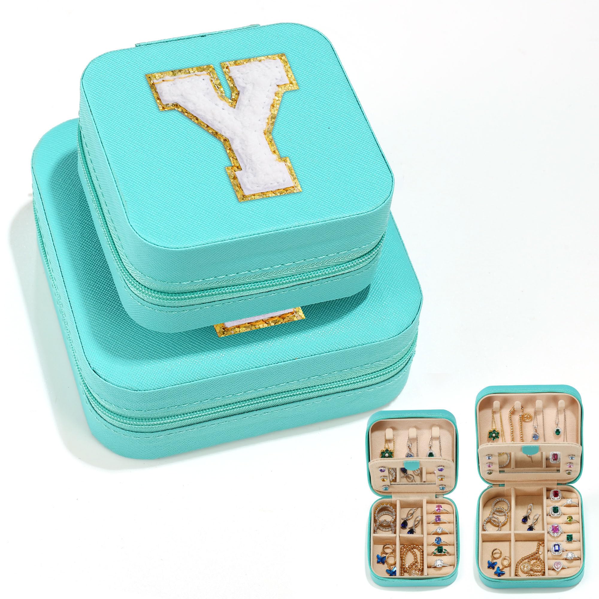 Parima 2-Piece Personalized Jewelry Box Set for Girls - Initial Travel Jewelry Organizer, Perfect Birthday Gift for Teen Girls, Sisters & Nieces | Great for Travel, Home Decor & Jewelry Storage